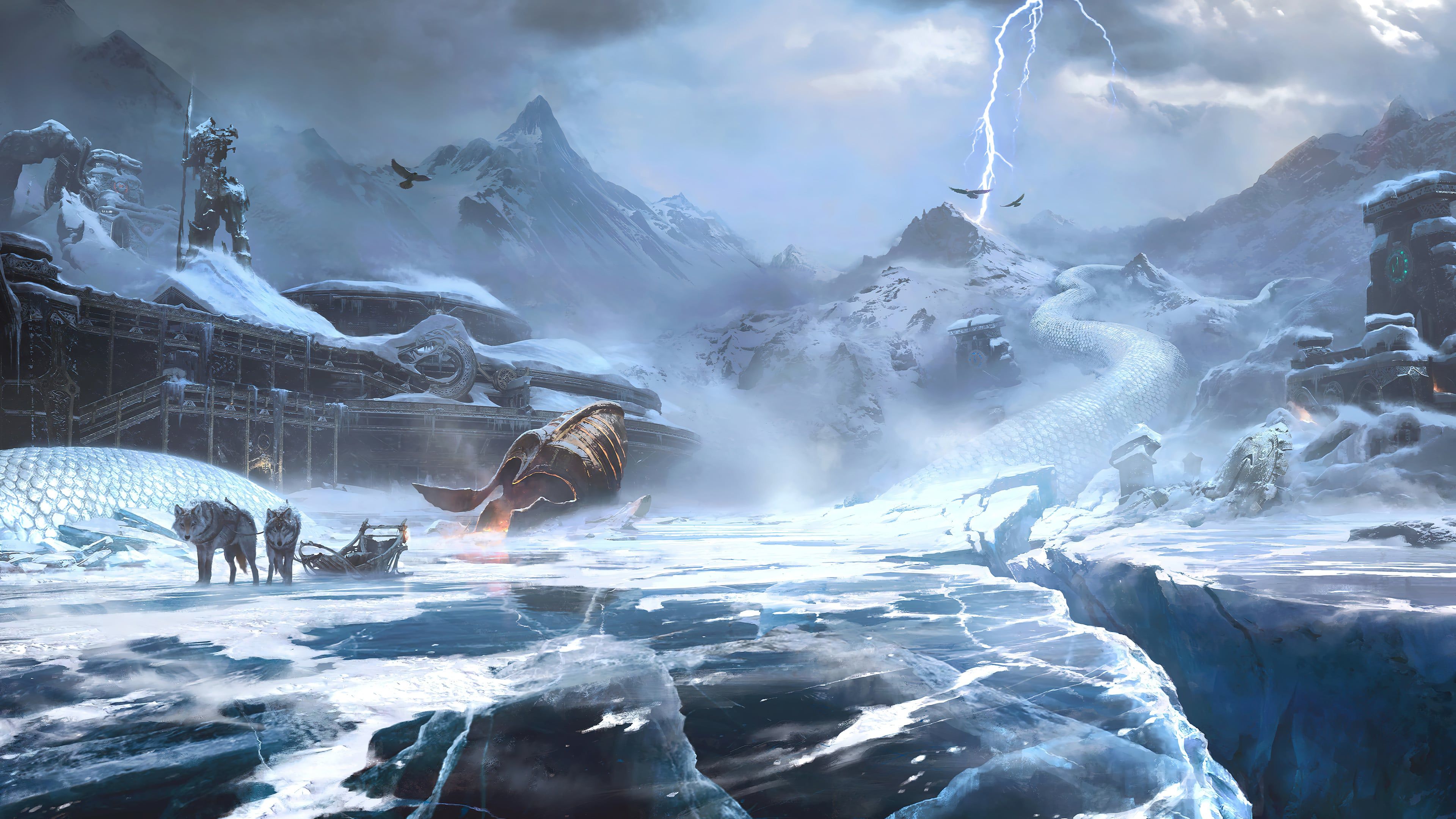 3840x2160 God of War Ragnarok landscape Wallpaper 4K for Desktop