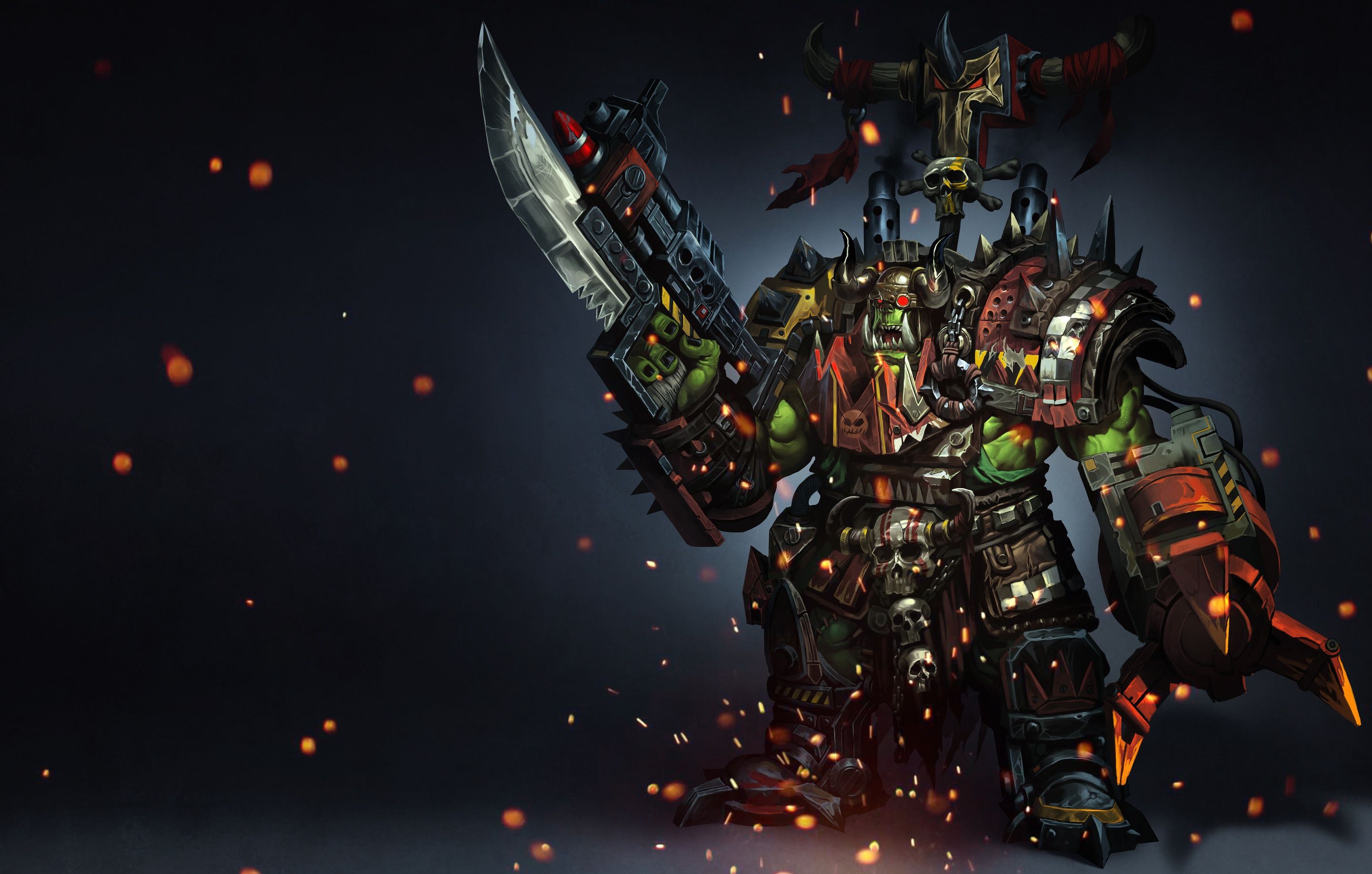 2880x1835 Wallpaper the game, minimalism, art, Warhammer art, warhammer 40k, ork, WH40K for mobile and desktop, section игры, resolution 2880x1835
