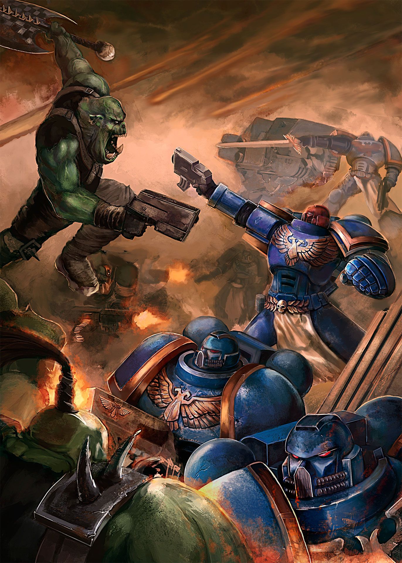 1371x1920 Orks vs Ultramarines by Joel Solves Pérez