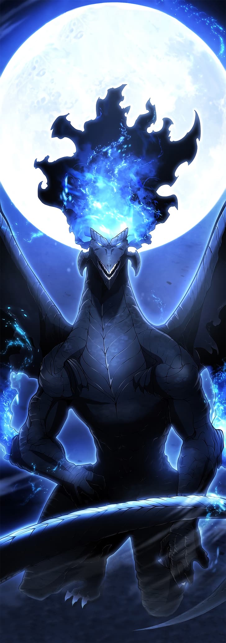 728x2073 HD wallpaper: Swordmaster's Youngest Son, manhwa, webtoon, dragon, Moon, full moon