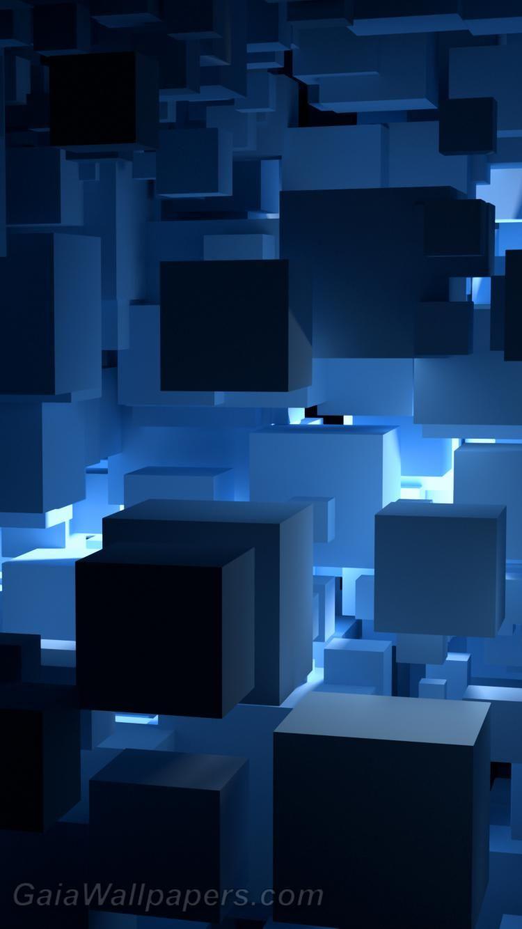 750x1334 Virtual world of blue cubes wallpaper 750x1334 Desktop