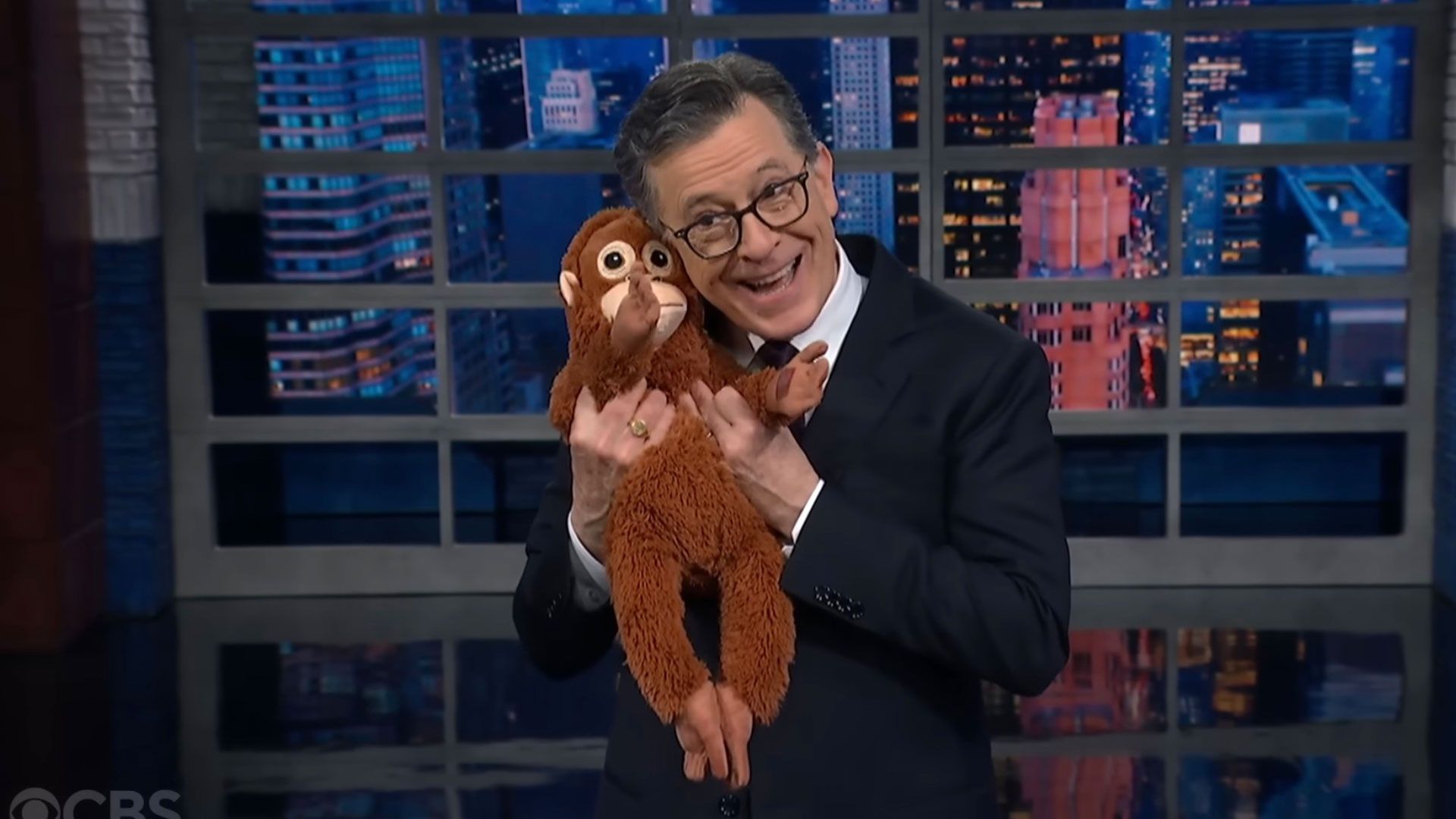 1920x1080 Stephen Colbert's adorable gesture to abandoned monkey named Punch as minuscule macaque and his cuddly toy breaks hearts