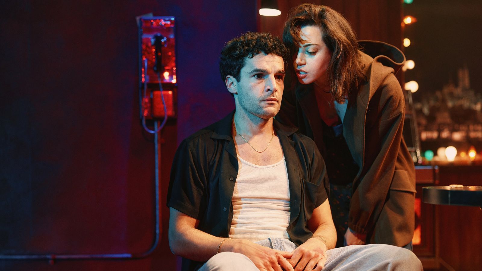 1600x900 DANNY AND THE DEEP BLUE SEA; Christopher Abbott and Aubrey Plaza Circle Moonlit Waters