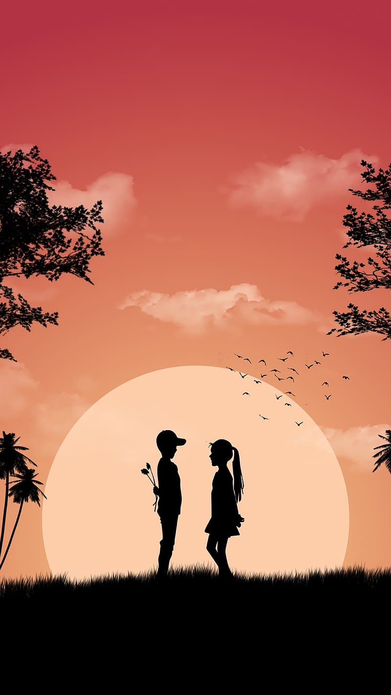 800x1422 Boy And Girl Love, Silhouette, couple, shadow effect, HD phone wallpaper