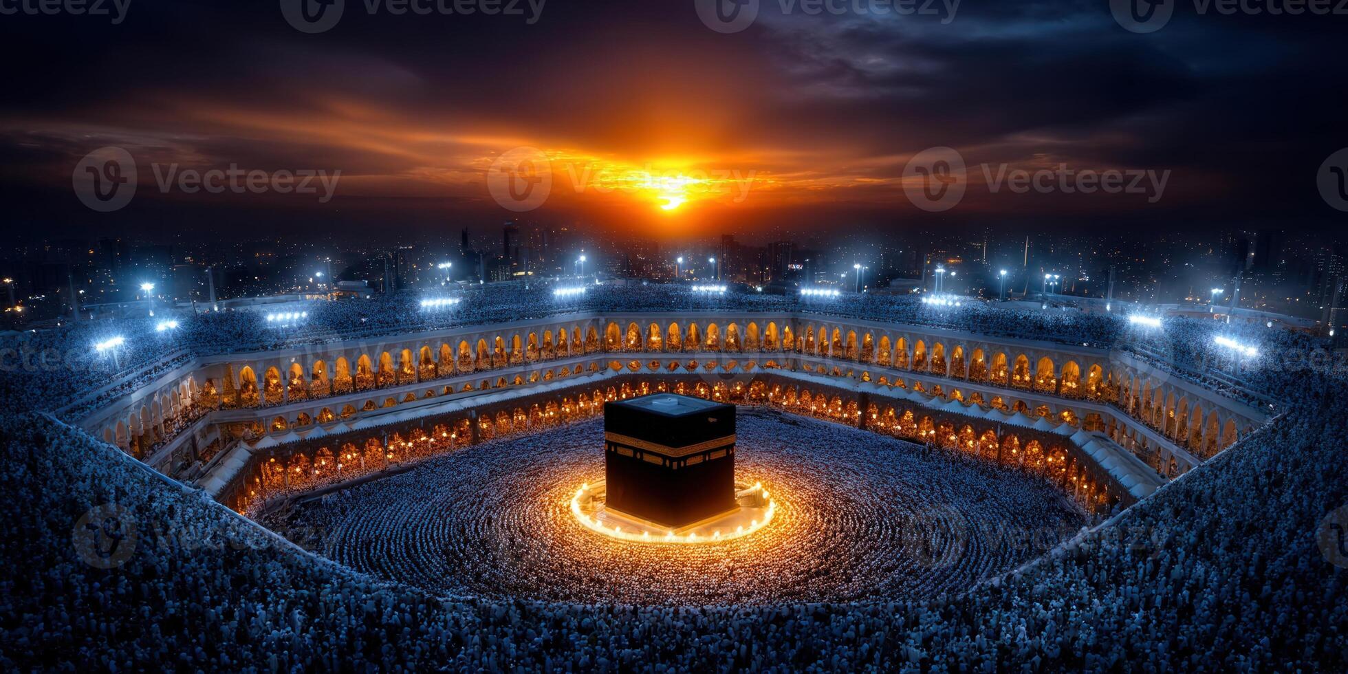 1960x980 Spectacular sunset view of the Kaaba, a central place of worship for Muslims