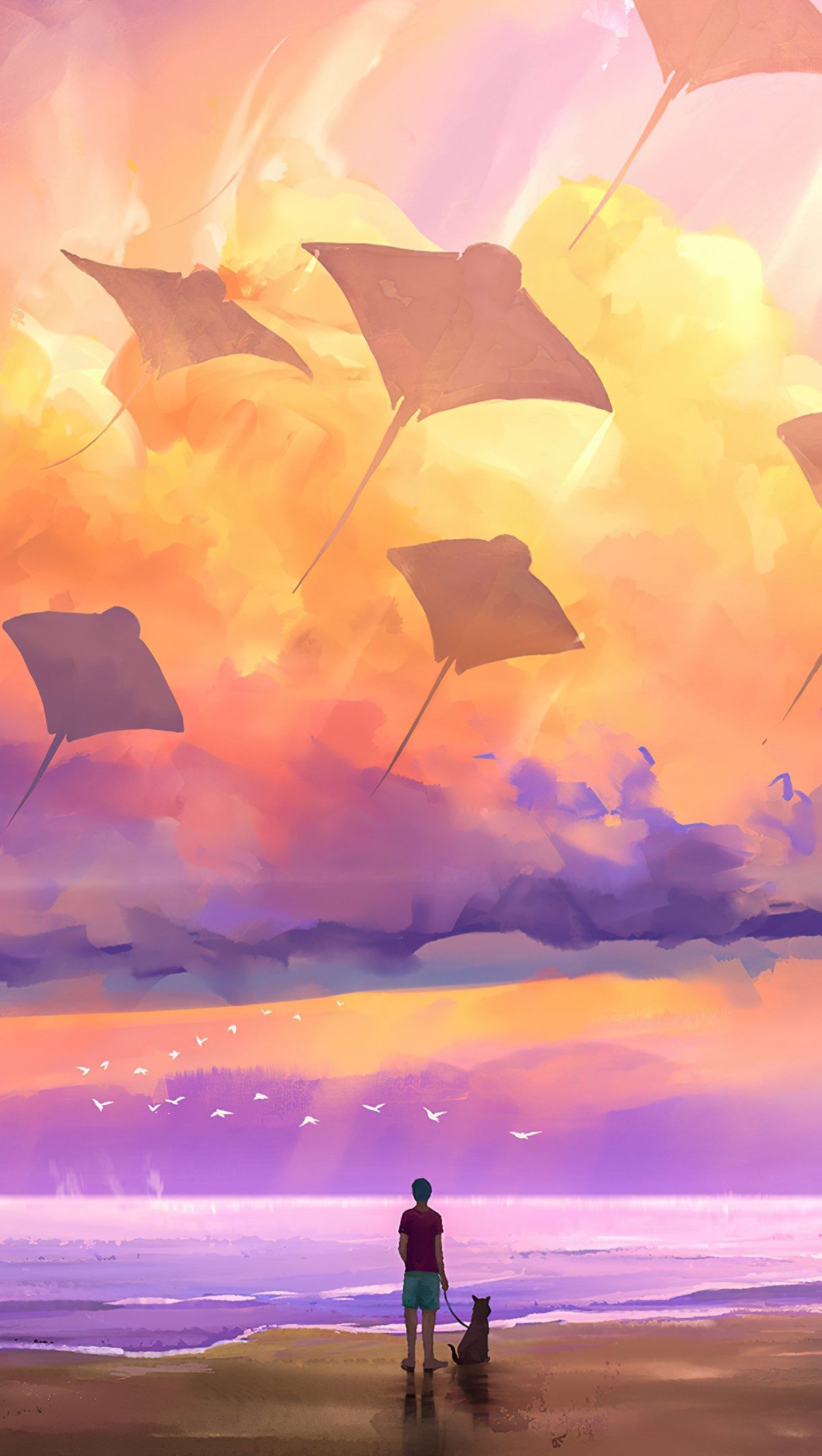 1220x2160 Beach Day Lofi Aesthetic Wallpaper 4K for iPhone and Mobile Phone