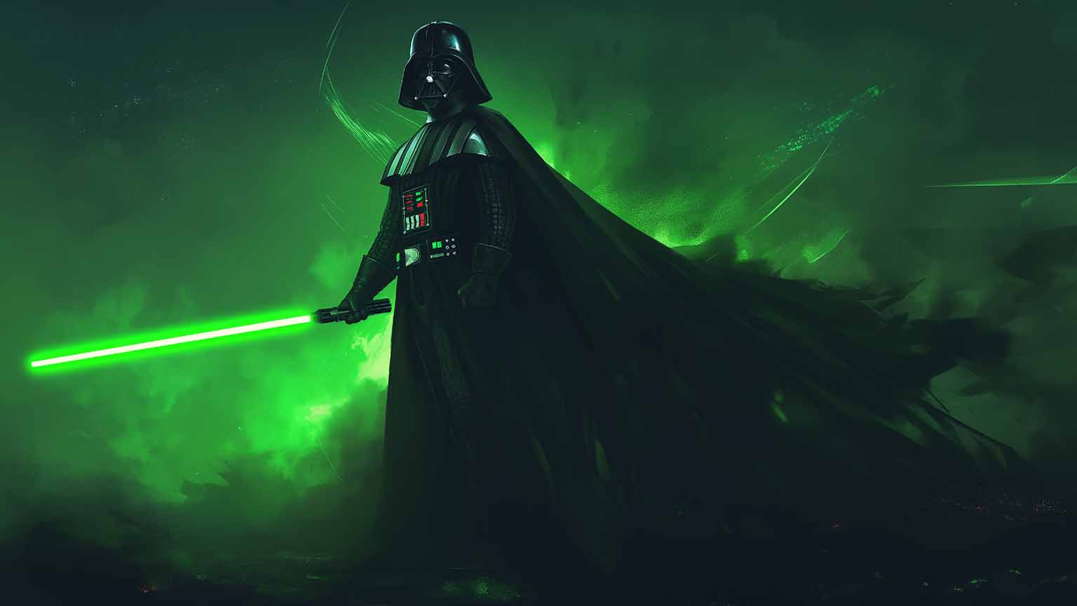 1536x864 Free Star Wars Darth Vader Green Lightsaber Desktop Wallpaper