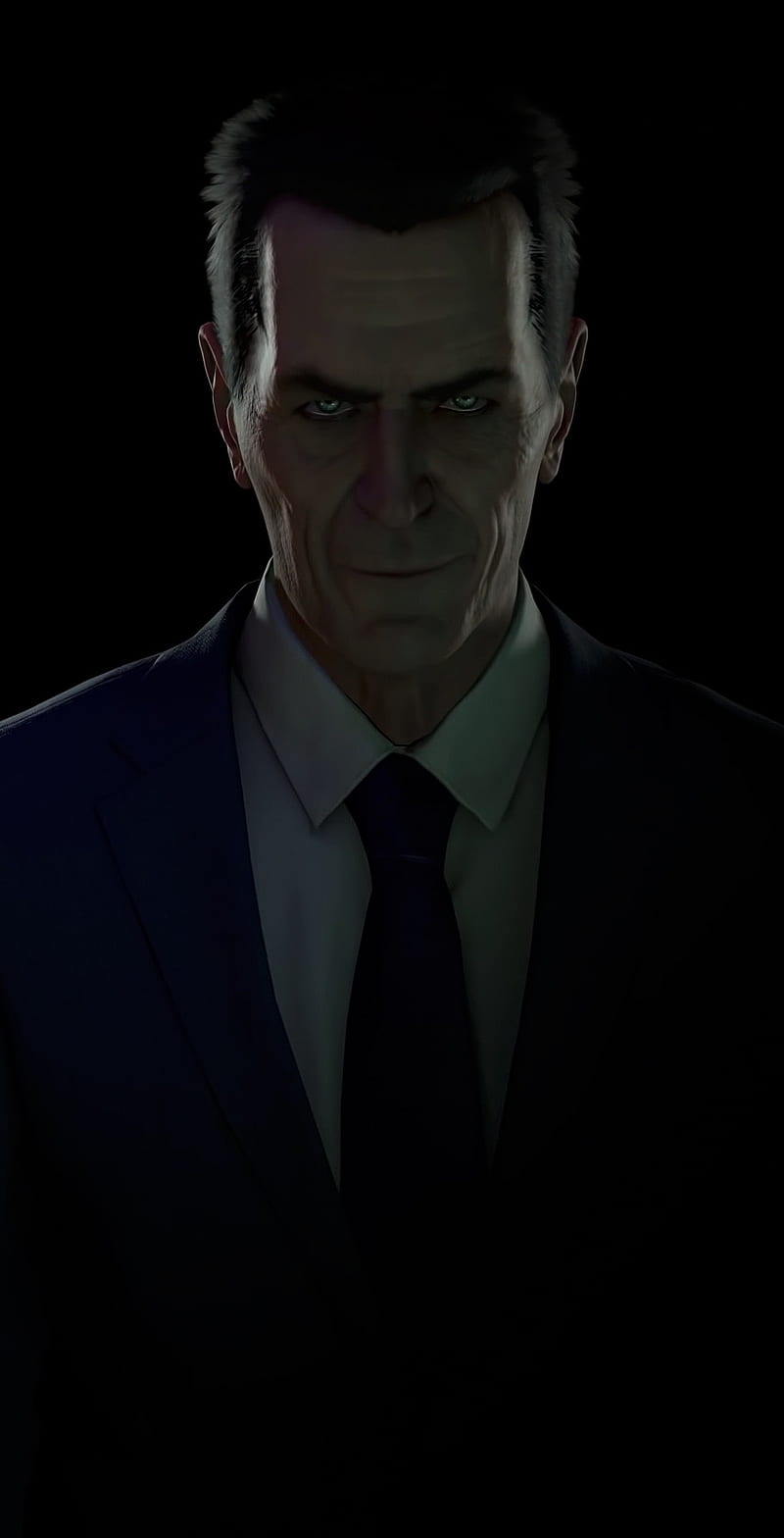 800x1568 G Man, Alyx, Black, Eyes, G Man, Half Life, Half Life Alyx, Man, HD Phone Wallpaper