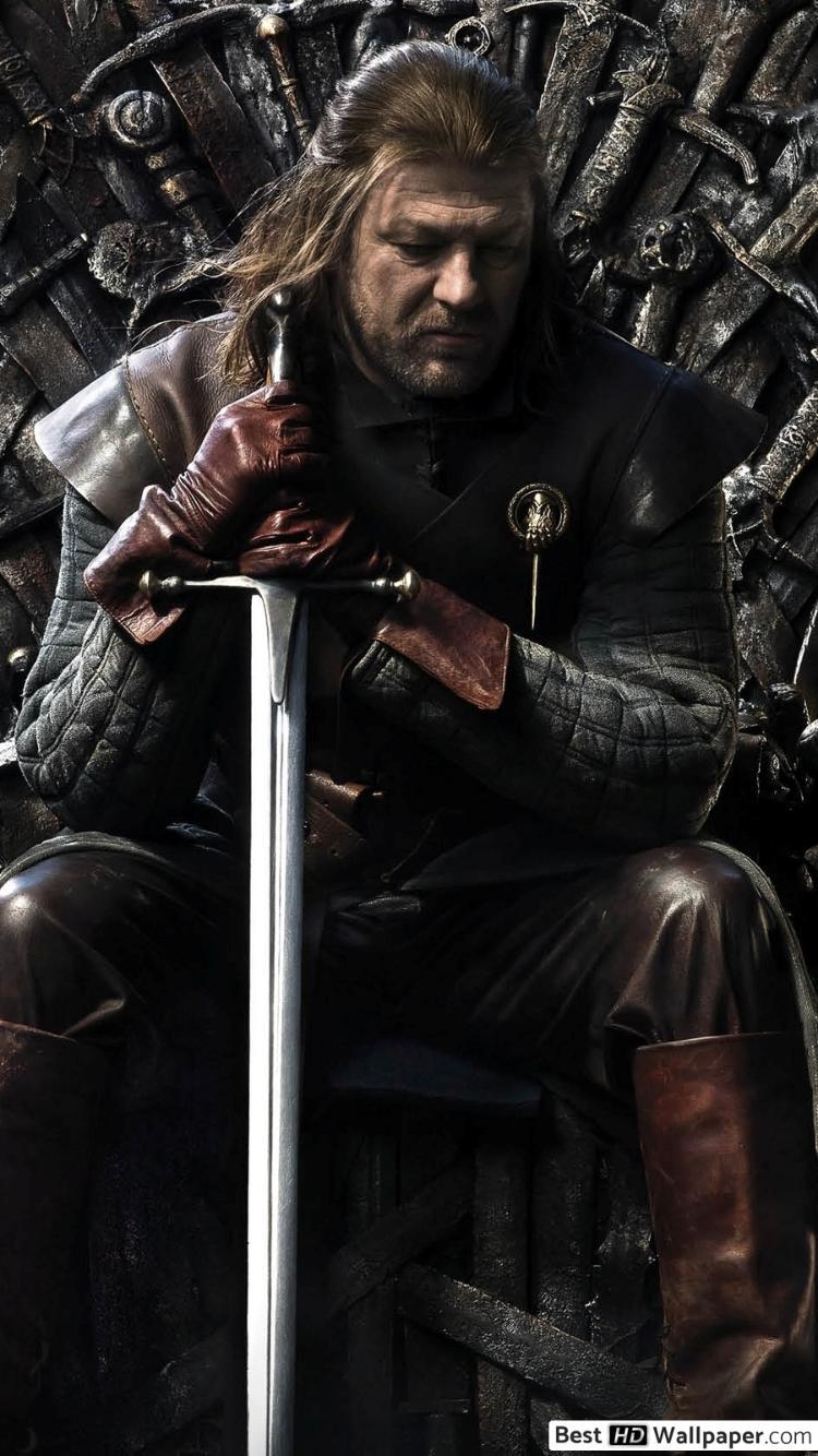 750x1334 Eddard Stark on the Iron throne HD wallpaper download