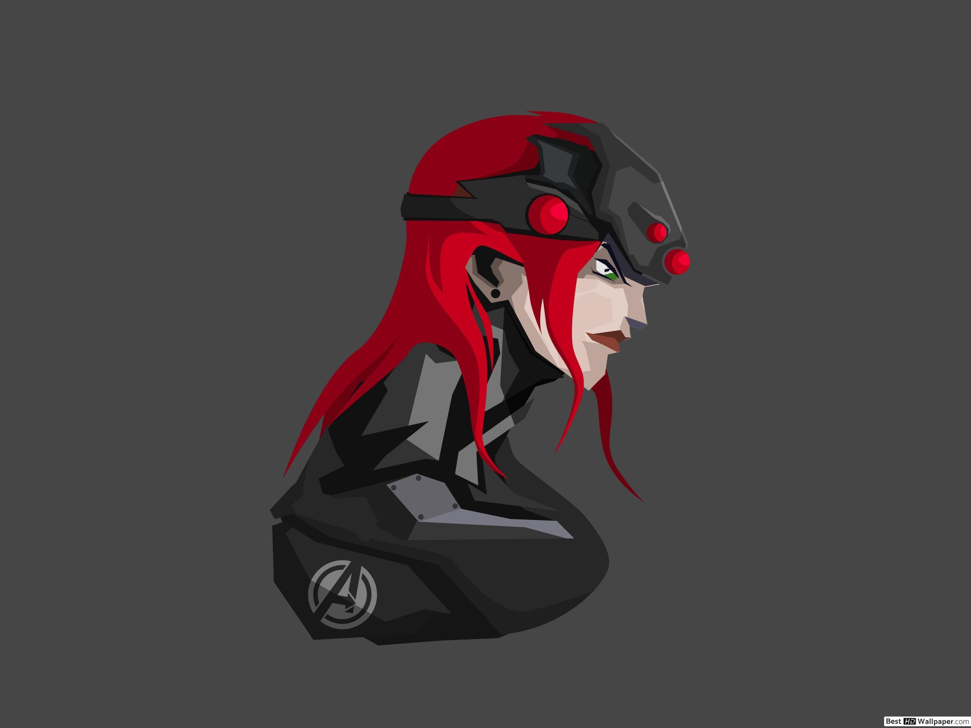 3200x2400 Red haired Black Widow minimalist HD wallpaper download