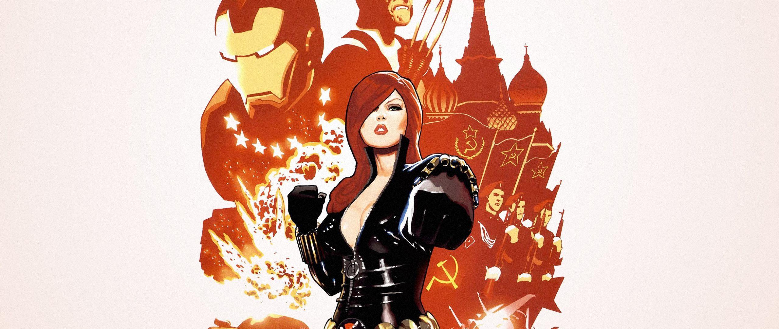 2560x1080 Download 2560x1080 wallpaper black widow, minimal, marvel comics