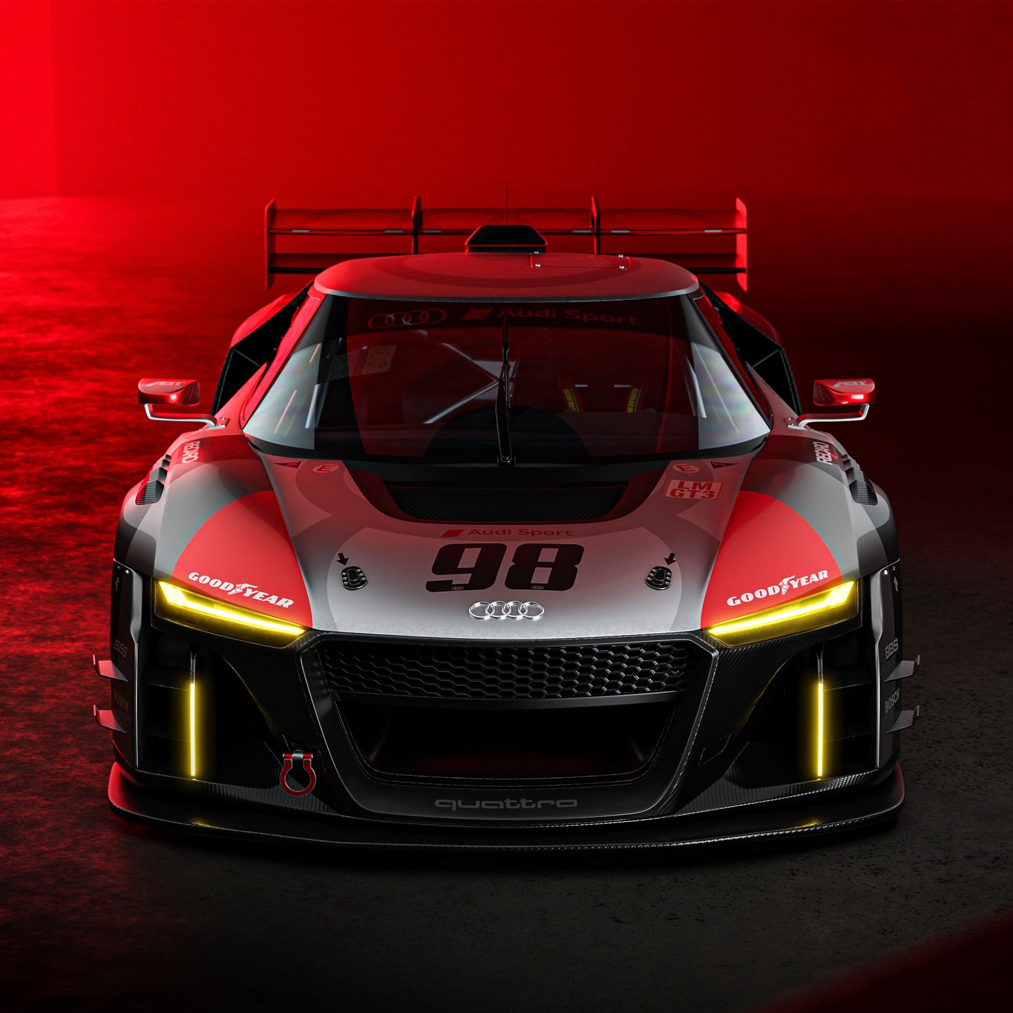 2048x2048 Audi R8 LMS GT3 Wallpaper 4K, Red aesthetic, Red background