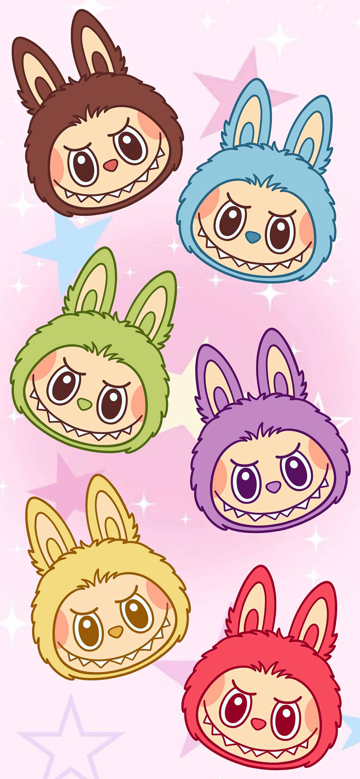 1180x2554 Labubu Colorful Heads Cute Wallpaper Toys Wallpaper HD
