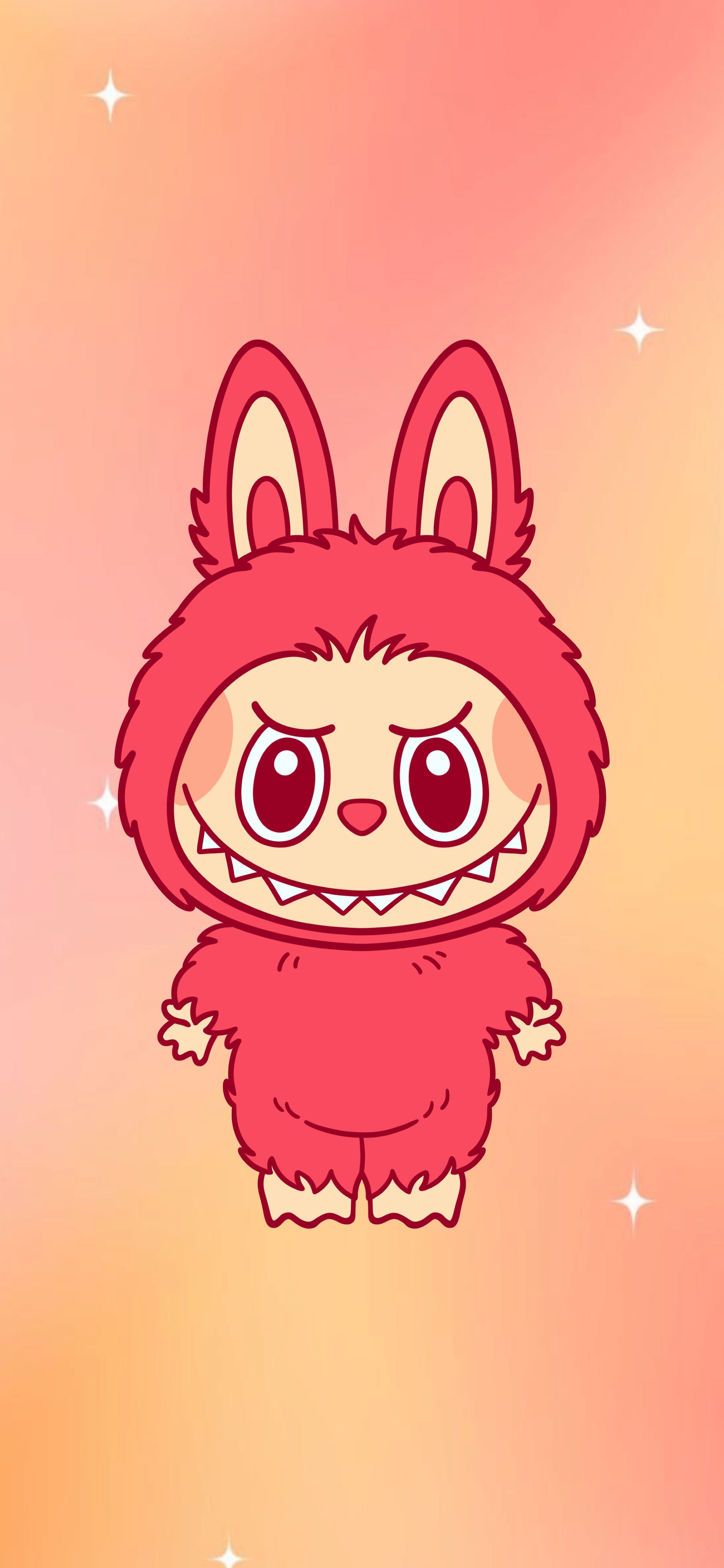 2000x4329 Cute Red Labubu Wallpaper Phone Wallpaper HD