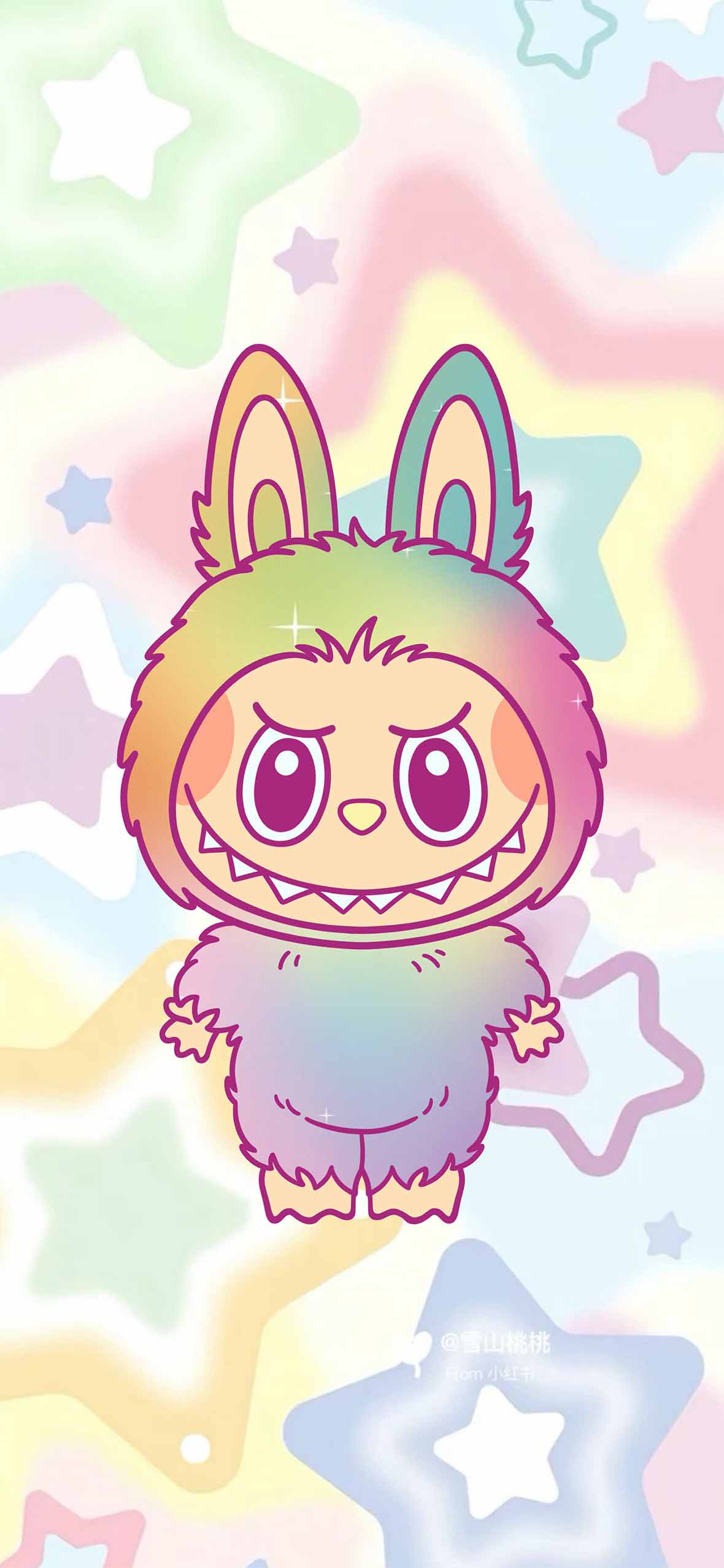 1180x2554 Rainbow Pastel Labubu Doll Wallpaper Toy Wallpaper HD