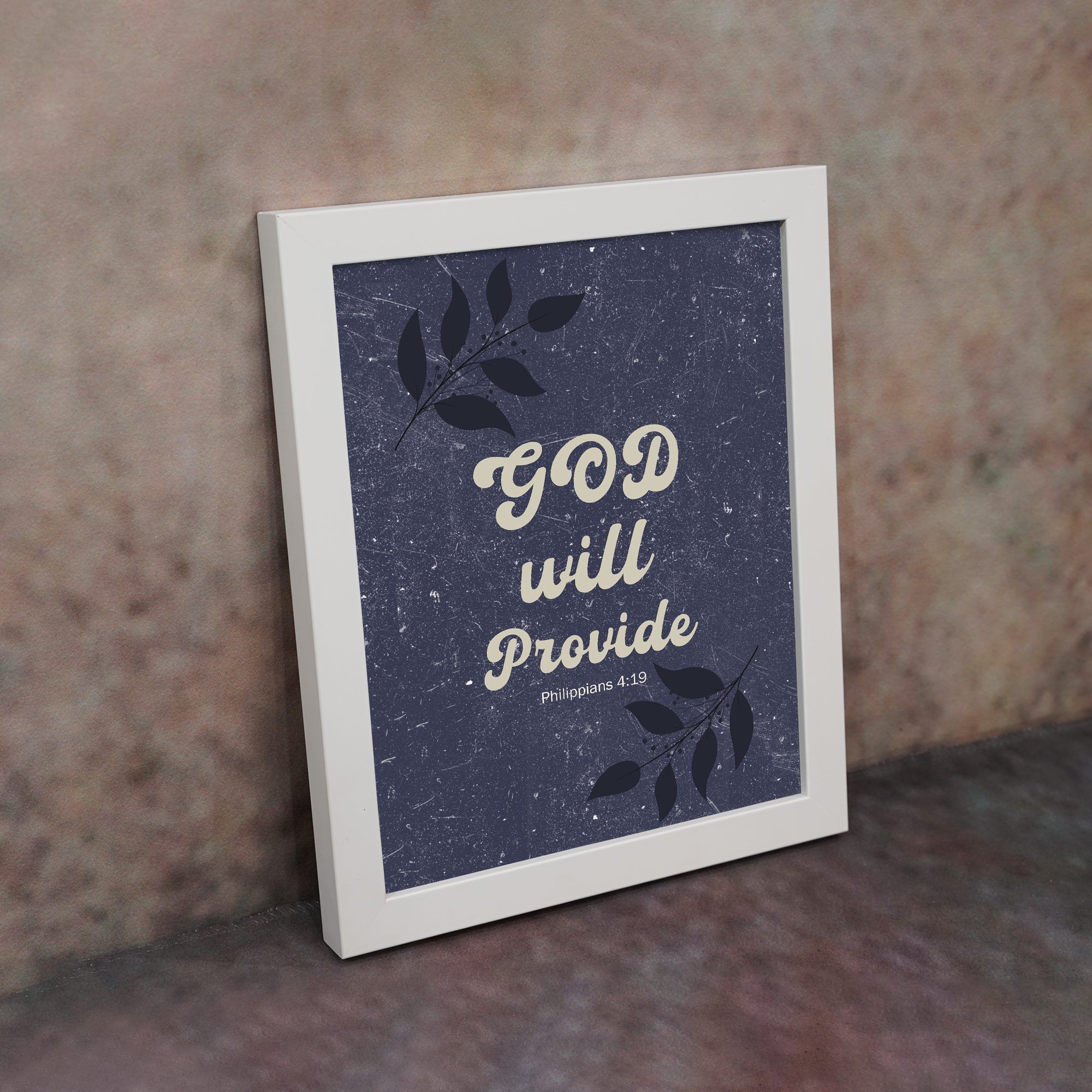 2000x2000 Infidu God Will Provide Philippians 4:19 Bible Verse Wall Art with White Font Verse in Purple Blue Color