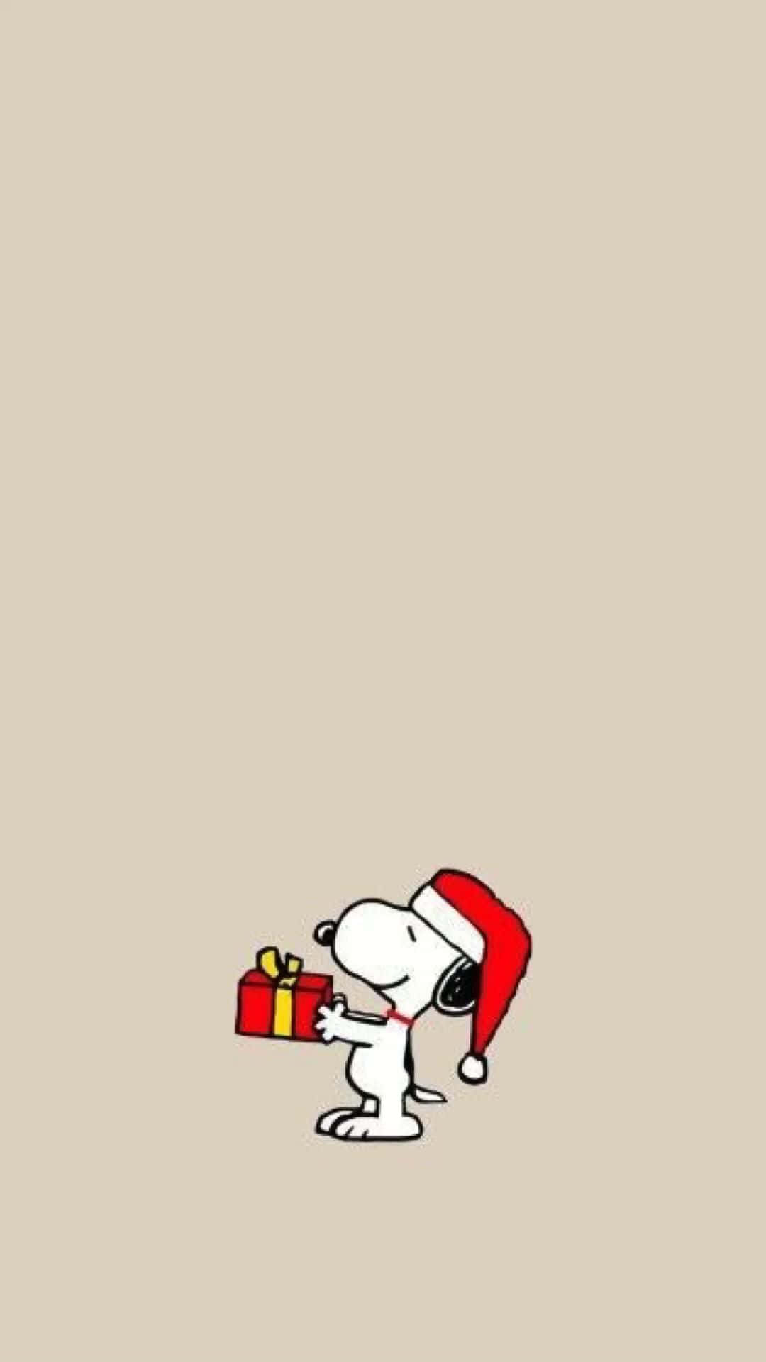 1080x1920 Download Cute Snoopy Christmas Pastel Brown Minimalist Wallpaper