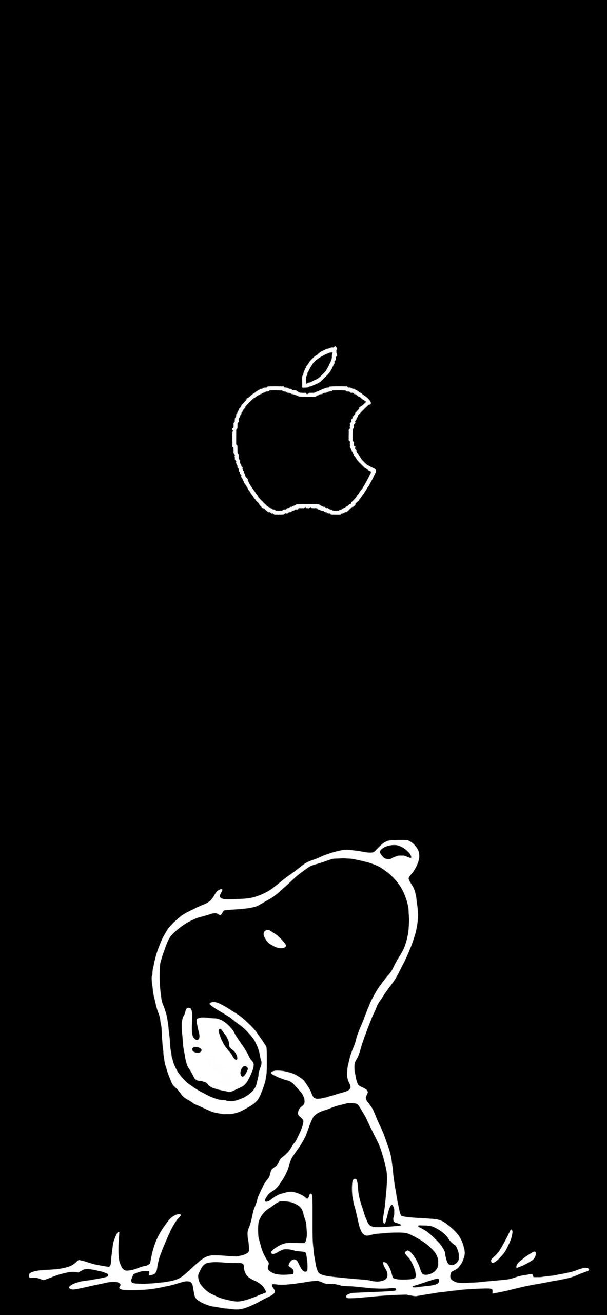 1183x2560 Snoopy Black & White Apple Wallpaper Dark HD Wallpaper