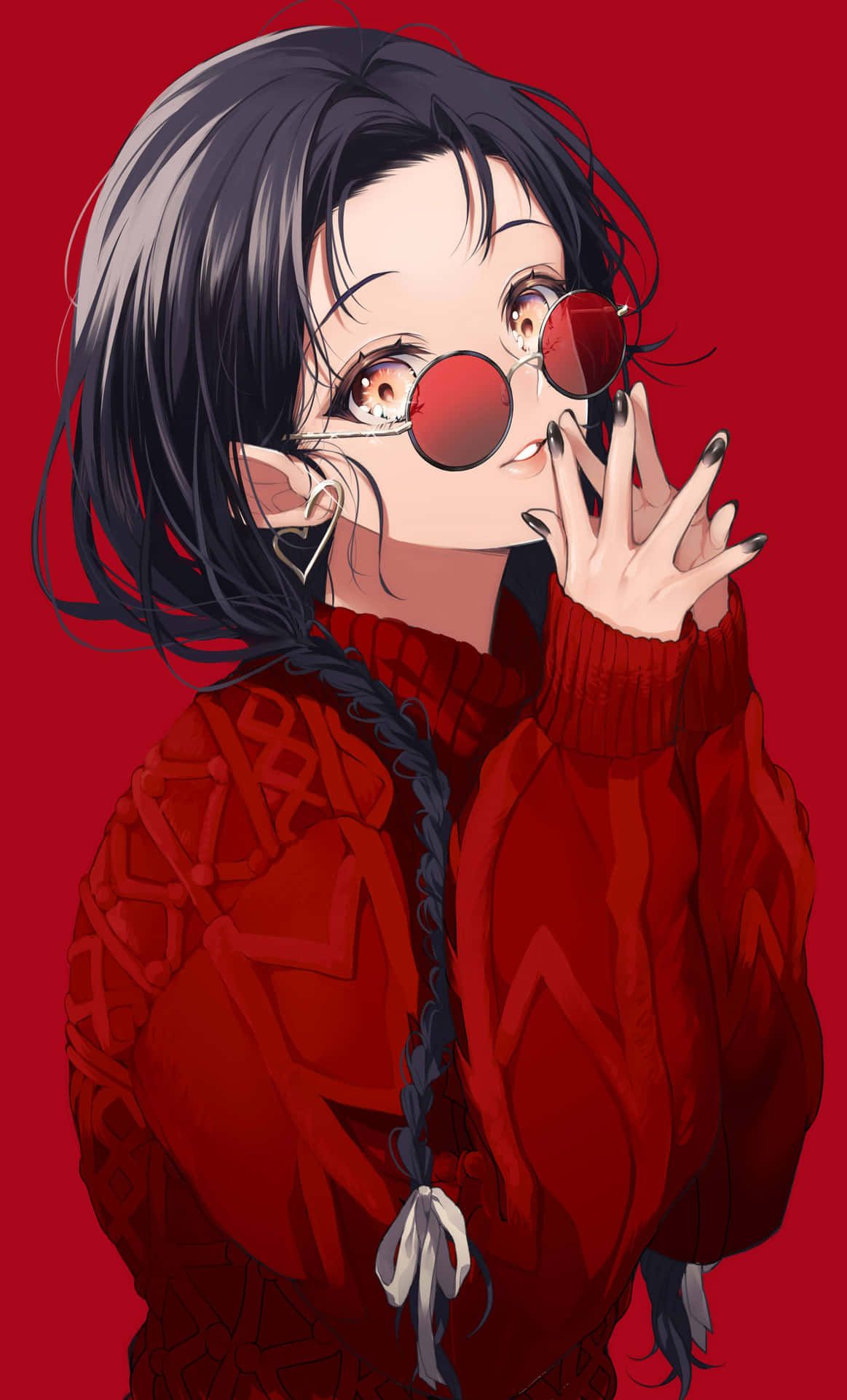 1163x1920 Download Anime Girl Red PFP Wallpaper