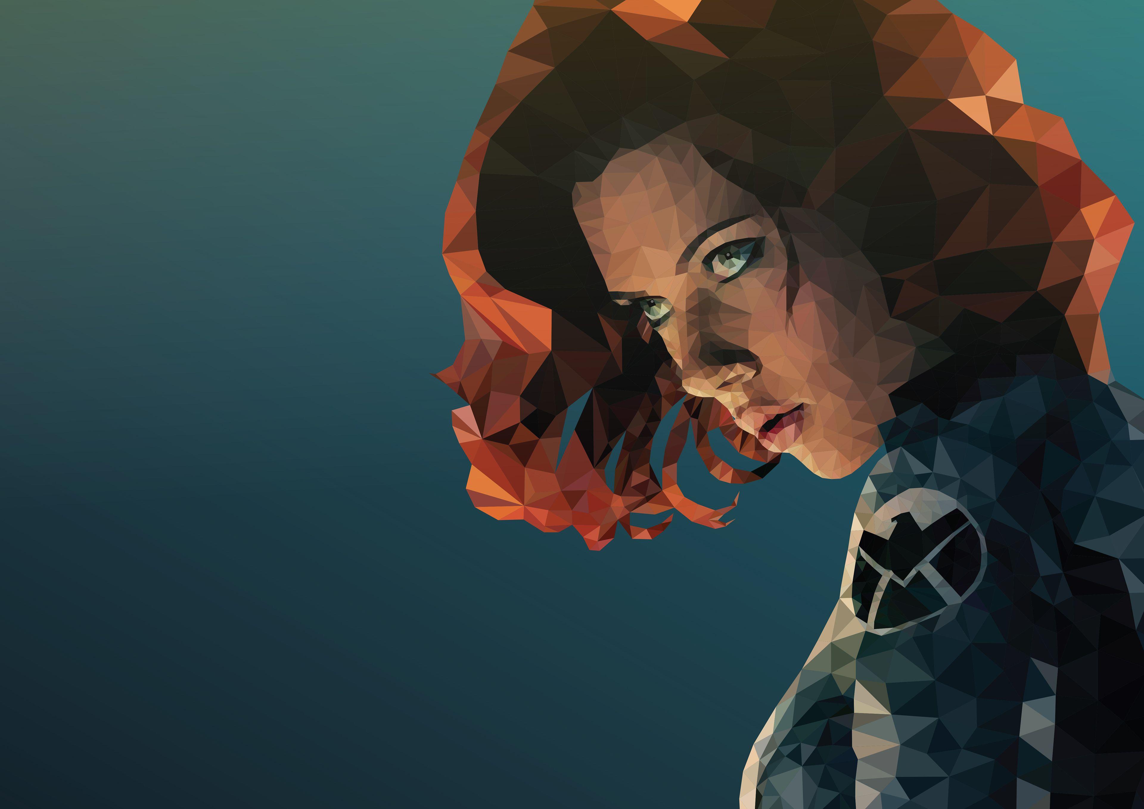 3840x2715 #black widow, #hd, k, #low poly, #artwork, #artist