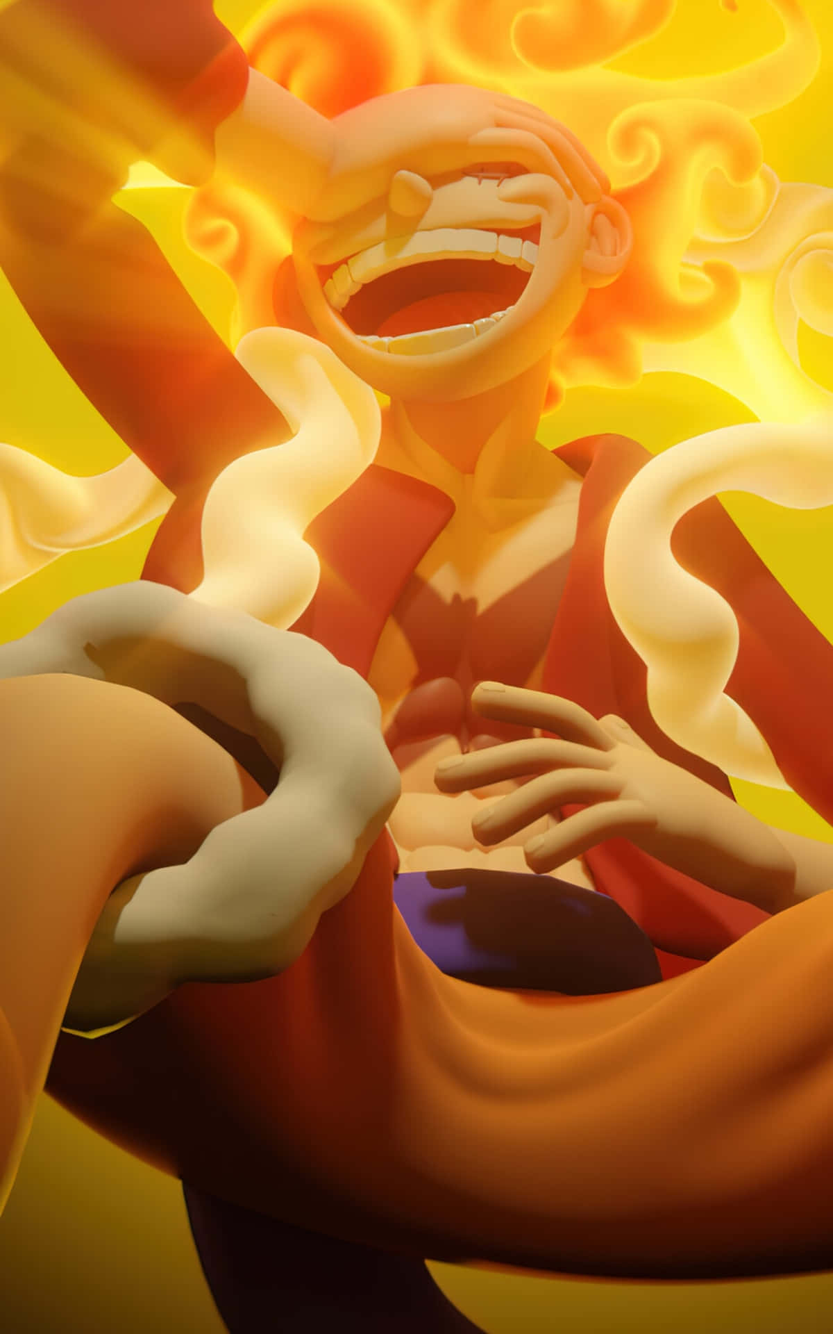 1200x1920 Download Luffy Gear5 Flaming Aura Wallpaper