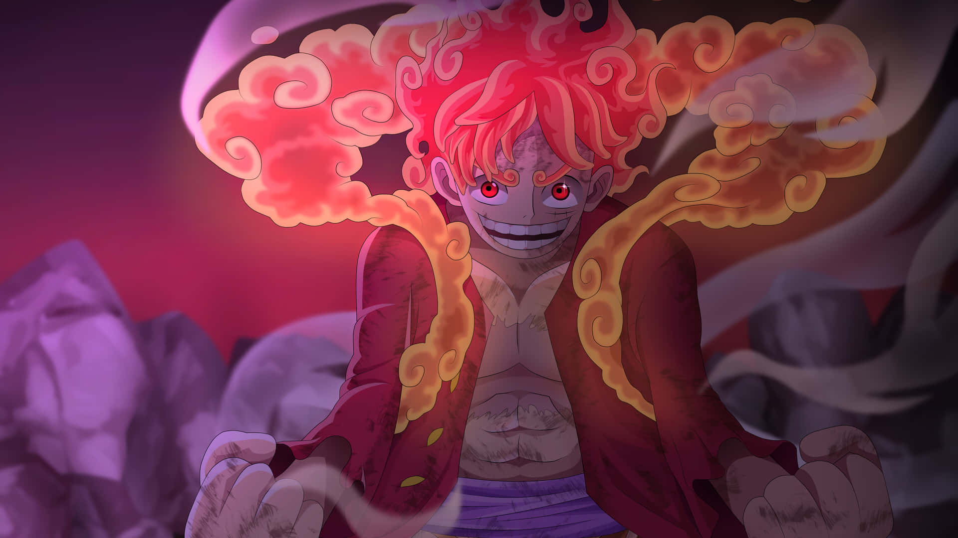1920x1080 Download Luffy Gear5 Flaming Aura Wallpaper