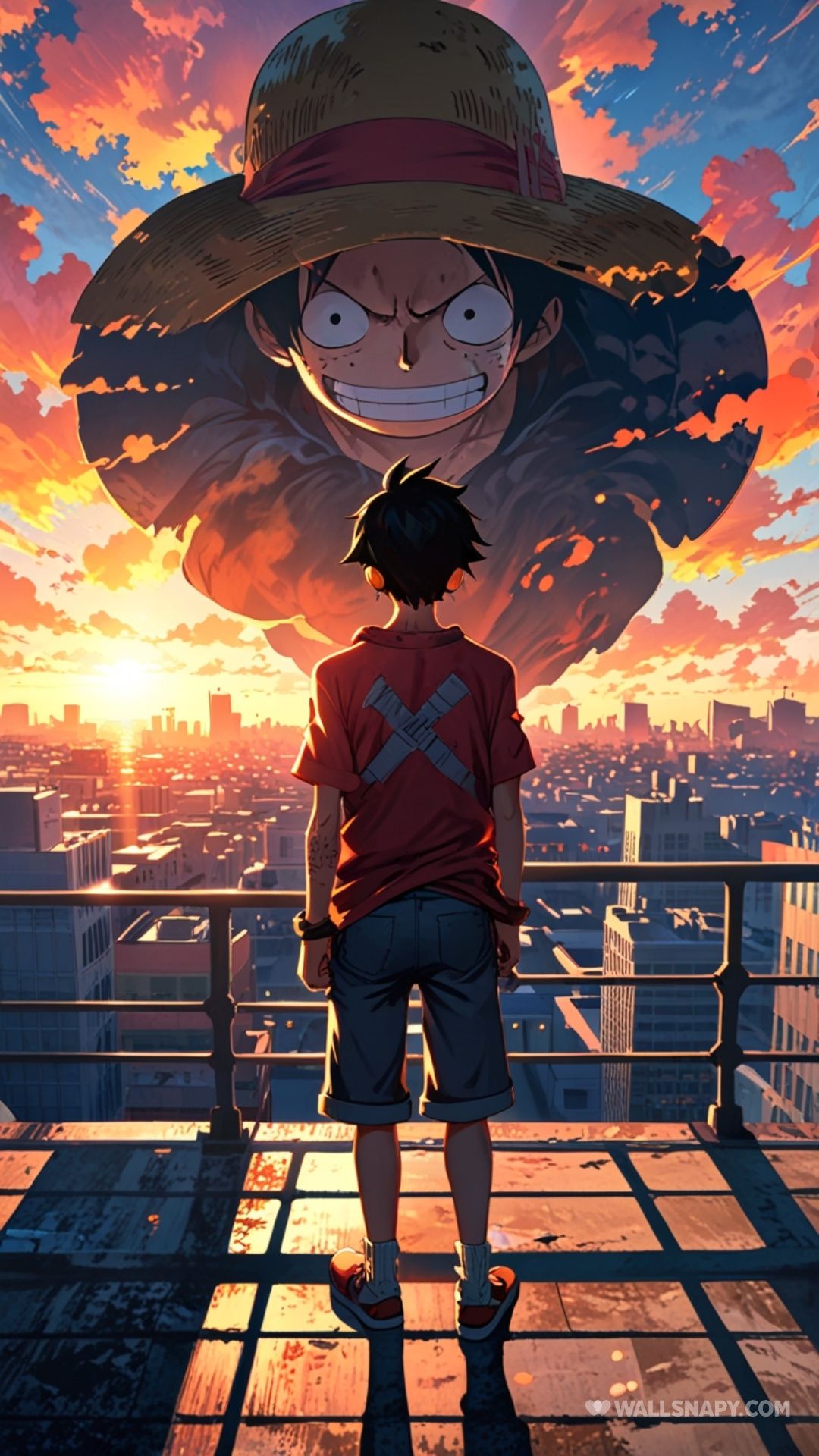 1080x1920 One piece luffy gear 5 aura rooftop uhd
