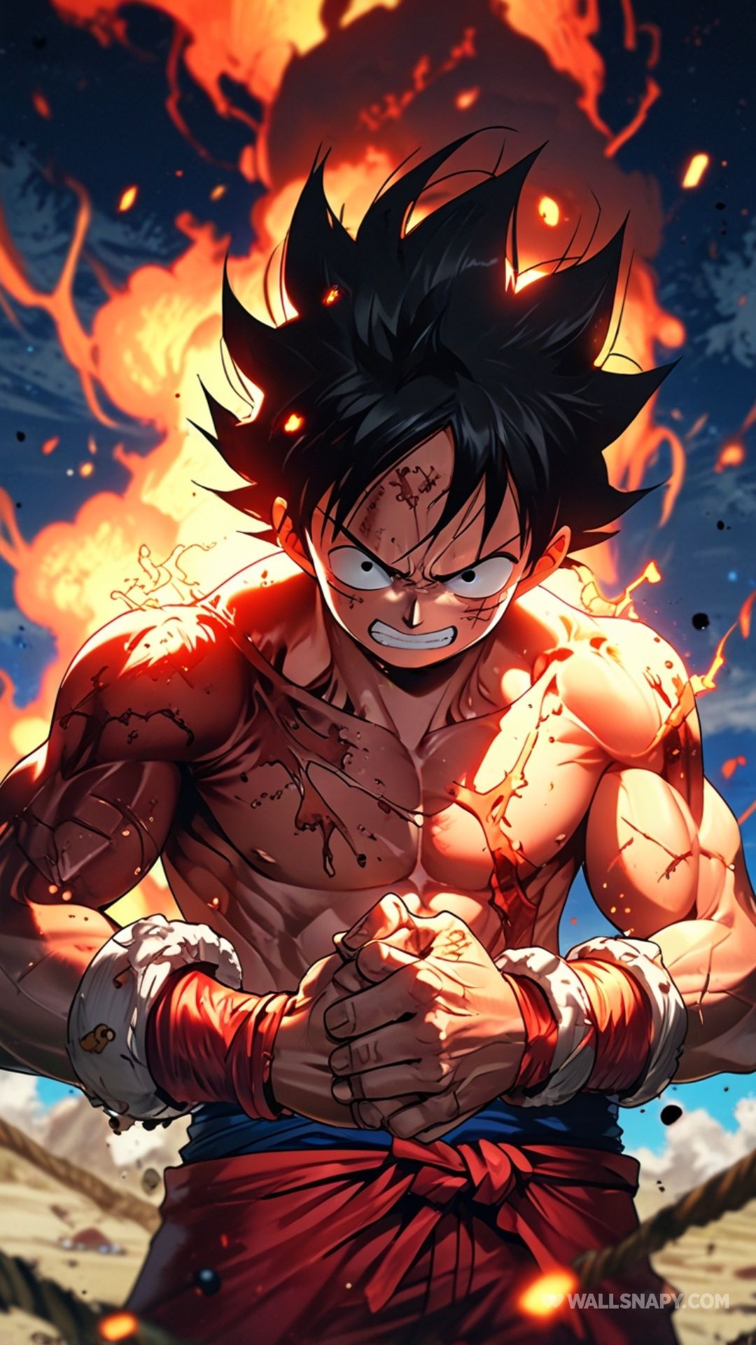 1080x1920 Gear fourth luffy power aura cracked ground 4k