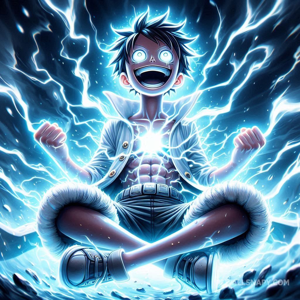 1024x1024 One piece luffy gear 5 lightning aura uhd