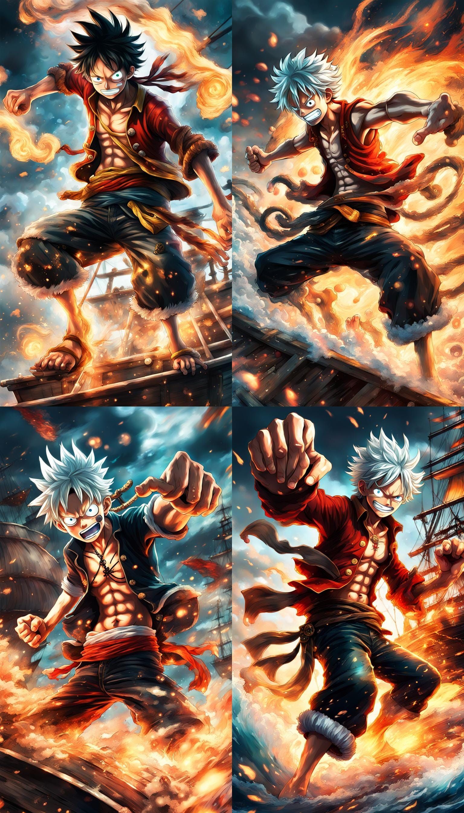 1536x2688 Luffy Battles Pirates with Fiery Aura
