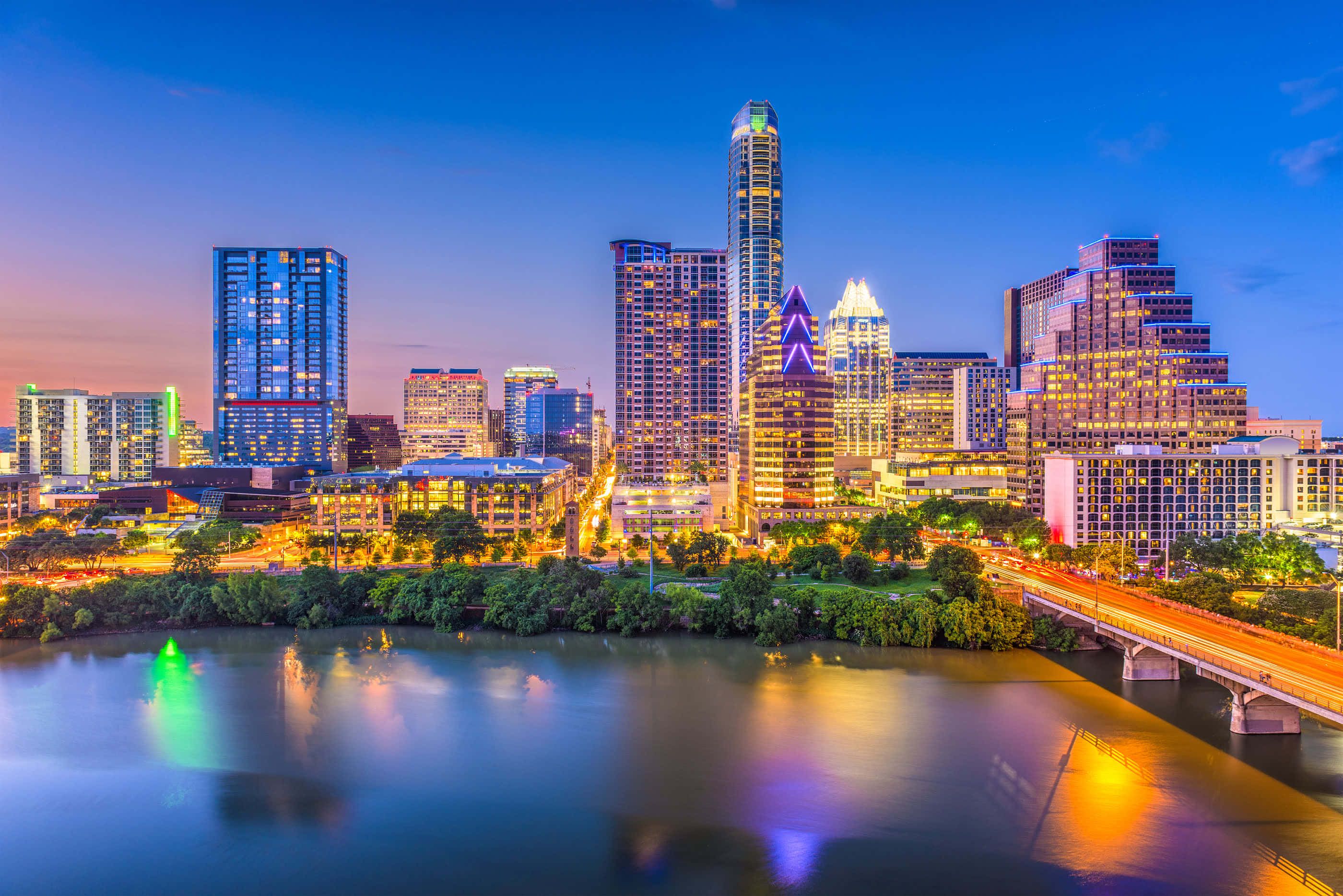 2800x1869 Download Majestic Austin Texas Skyline At Night Wallpaper