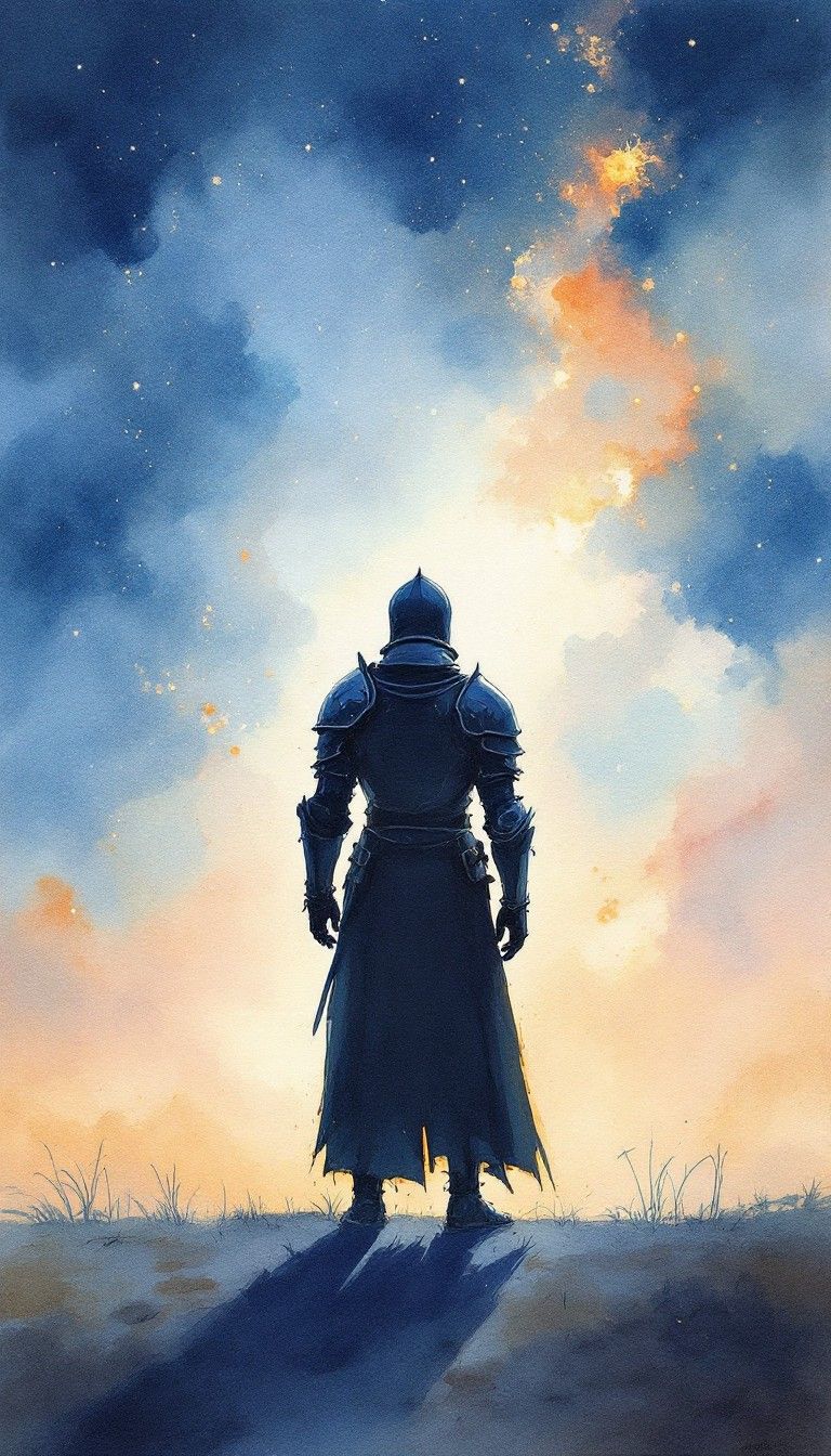 768x1344 Free Knight Awaits Dawn Image, Warrior, Silhouette