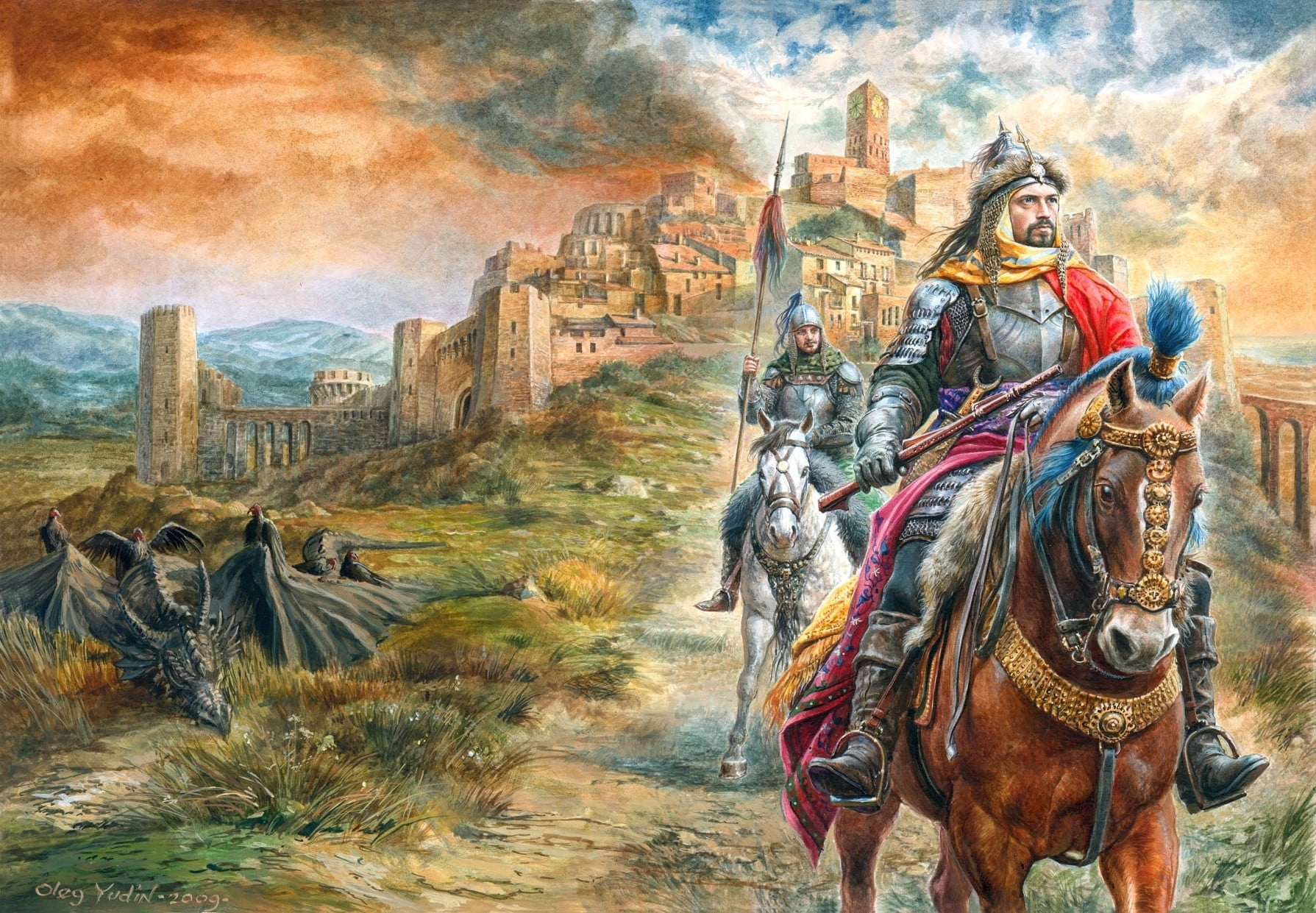 1789x1241 Knight in shining armor painting, artwork, fantasy art, knight HD wallpaper