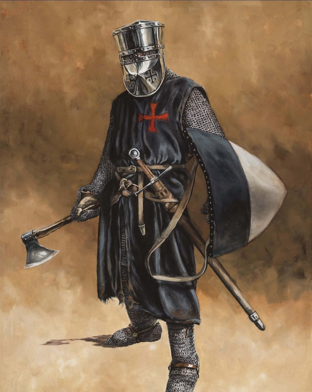 1241x1561 Download A Painting Of A Knight With An Axe And Shield