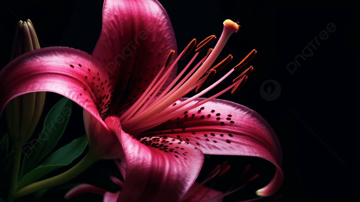 1200x673 Beautiful Black Background Is Used To Highlight The Pink Lily Flower, Lily Flower, Flower, Plant Background Image And Wallpaper for Free Download