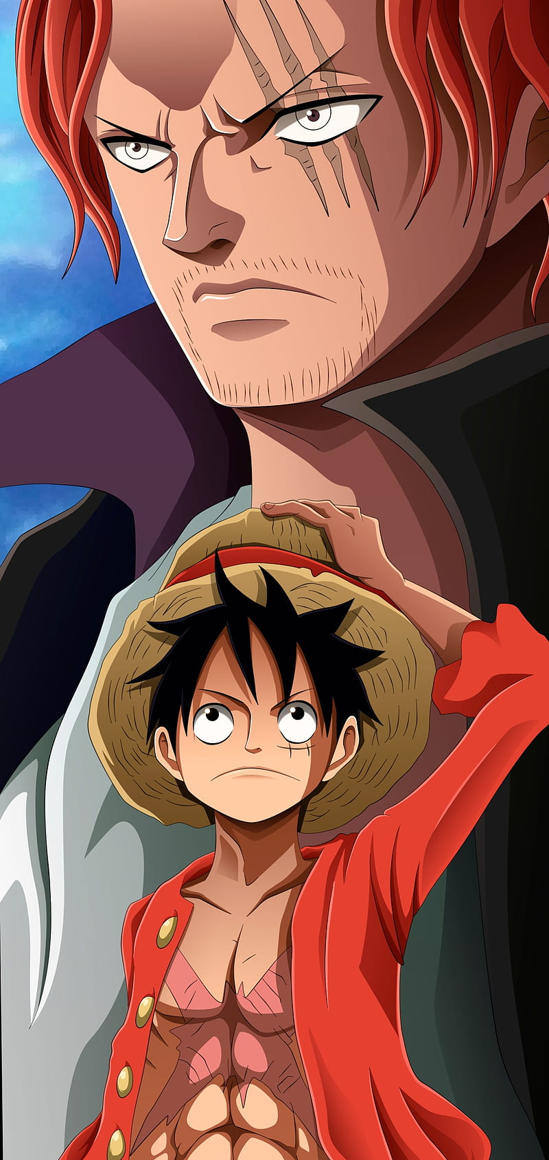 800x1689 Monkey D Luffy, one piece, red haired pirates, shanks, HD phone wallpaper