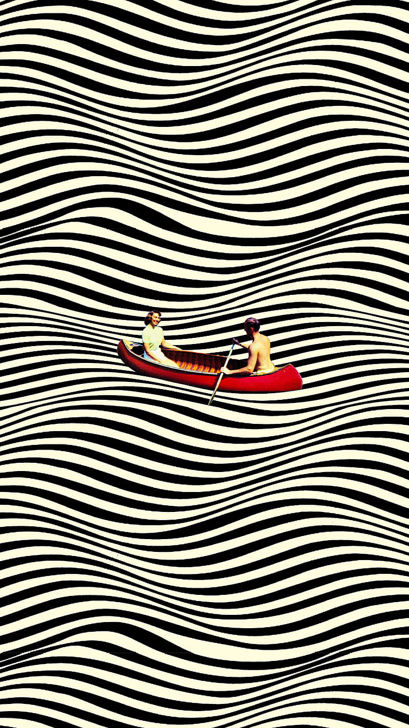 800x1422 Illusionary Boat Ride, Taudalpoi, black and white, cano, canoodled, collage, HD phone wallpaper