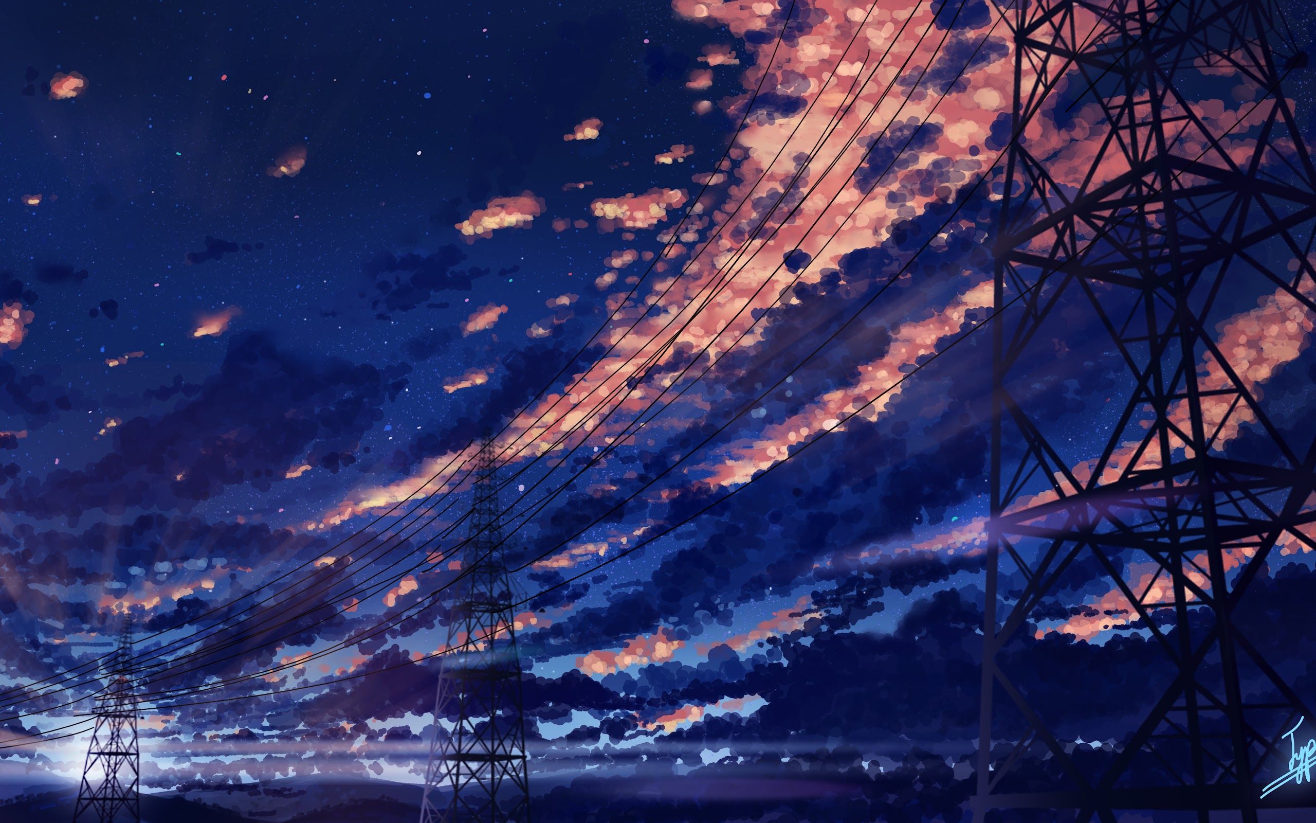 2560x1600 Sky Clouds Sunrise Scenery Anime 8K 4K Wallpaper HD