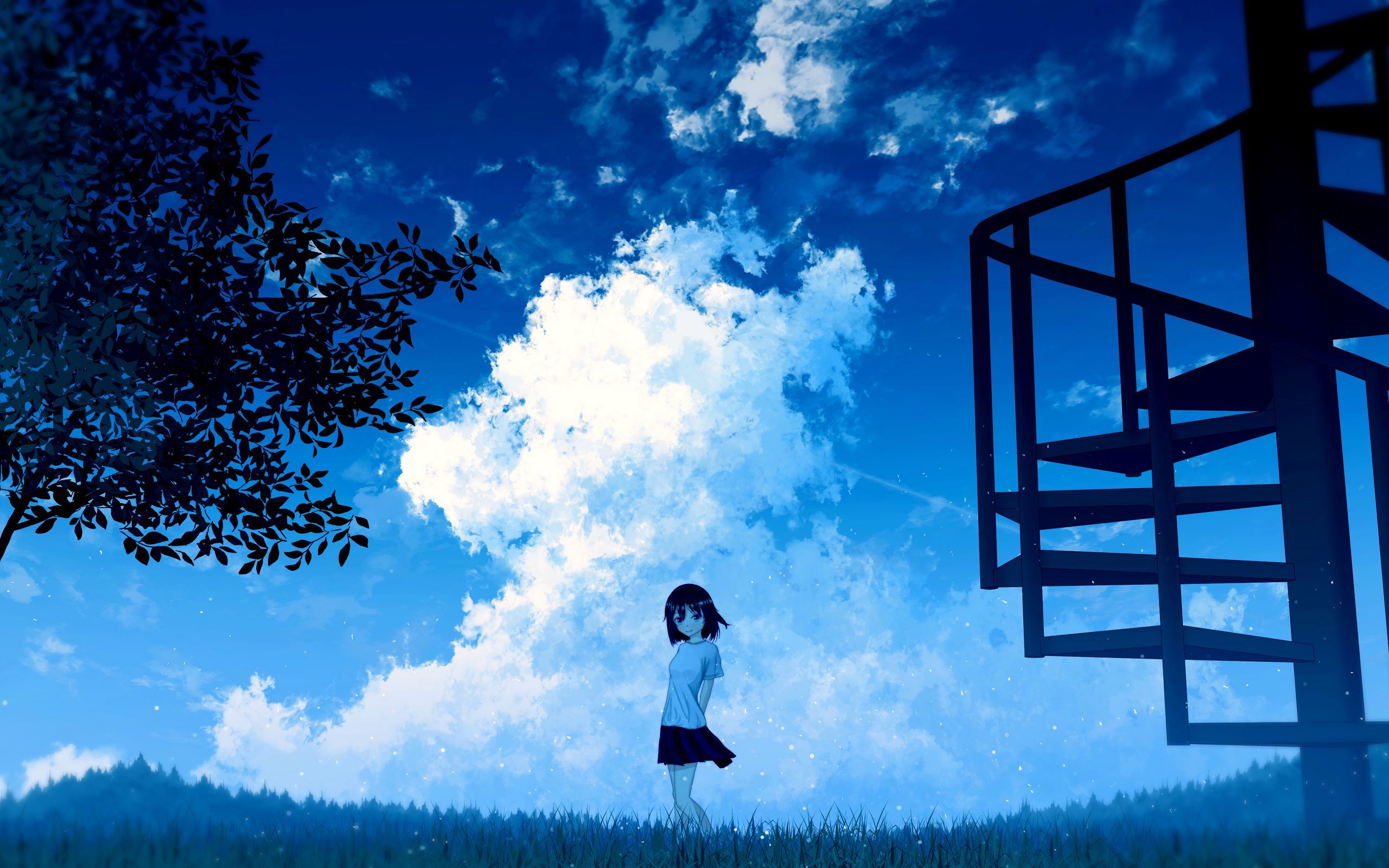 2560x1600 Download wallpaper 2560x1600 anime, girl, sky, clouds widescreen 16:10 HD background