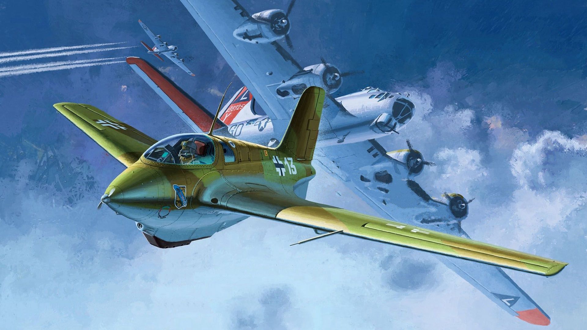 1920x1080 Wallpaper Messerschmitt, Luftwaffe, Comet, German rocket interceptor, Me.163B for mobile and desktop, section авиация, resolution 1920x1080