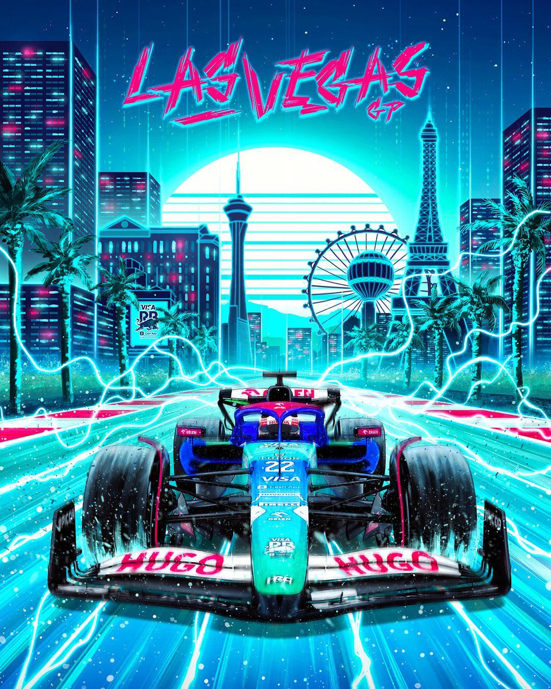1080x1350 VCARB F1 Team poster for the 2024 Las Vegas Grand Prix