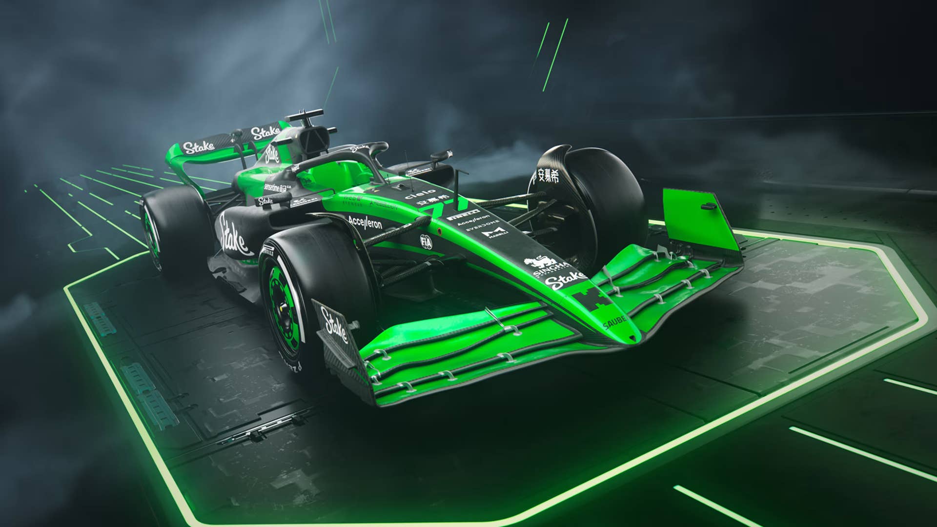 1920x1080 Stake F1 Team Kick Sauber reveals 2024 car in bright green and black livery