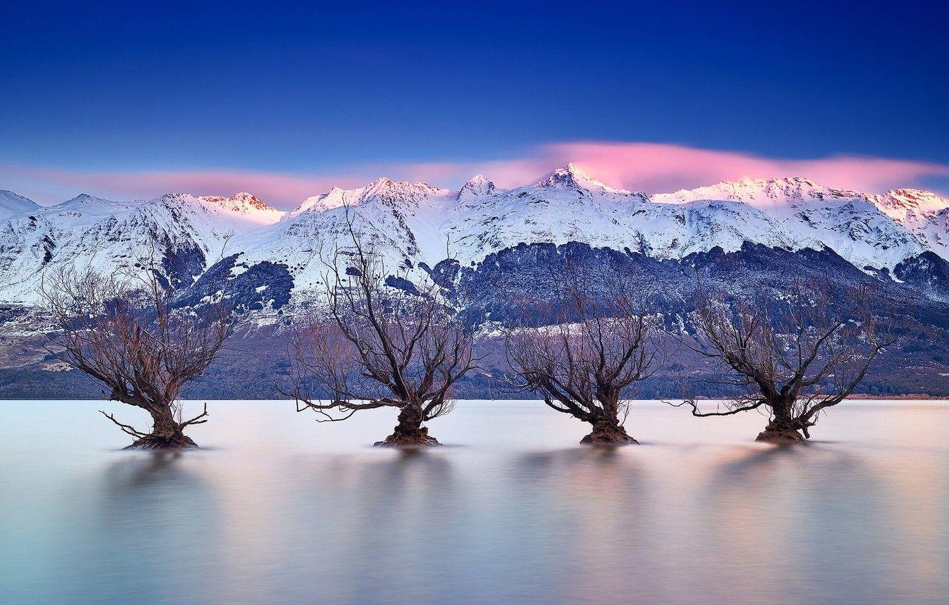 1332x850 Wallpaper trees, mountains, lake, New Zealand, New Zealand