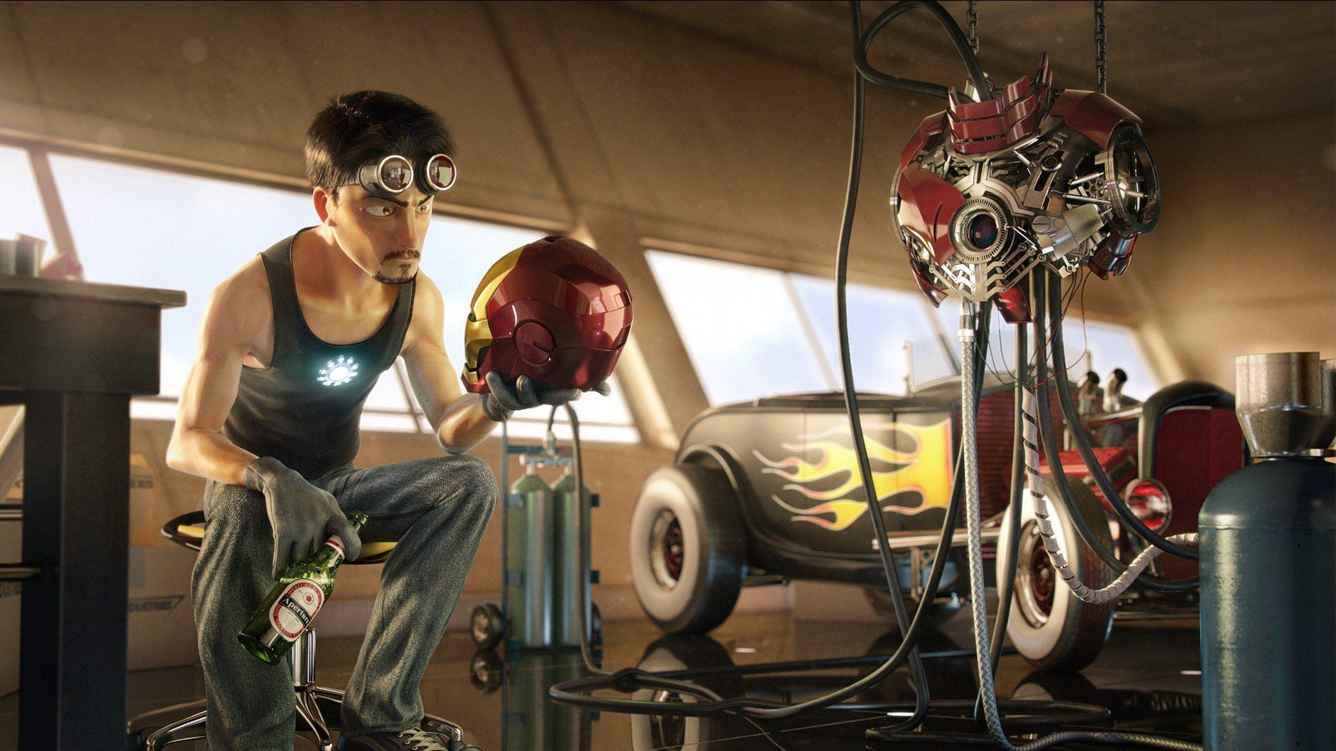 1920x1080 Iron Man Origins: HD Comic Wallpaper of Tony Stark's Labx1080