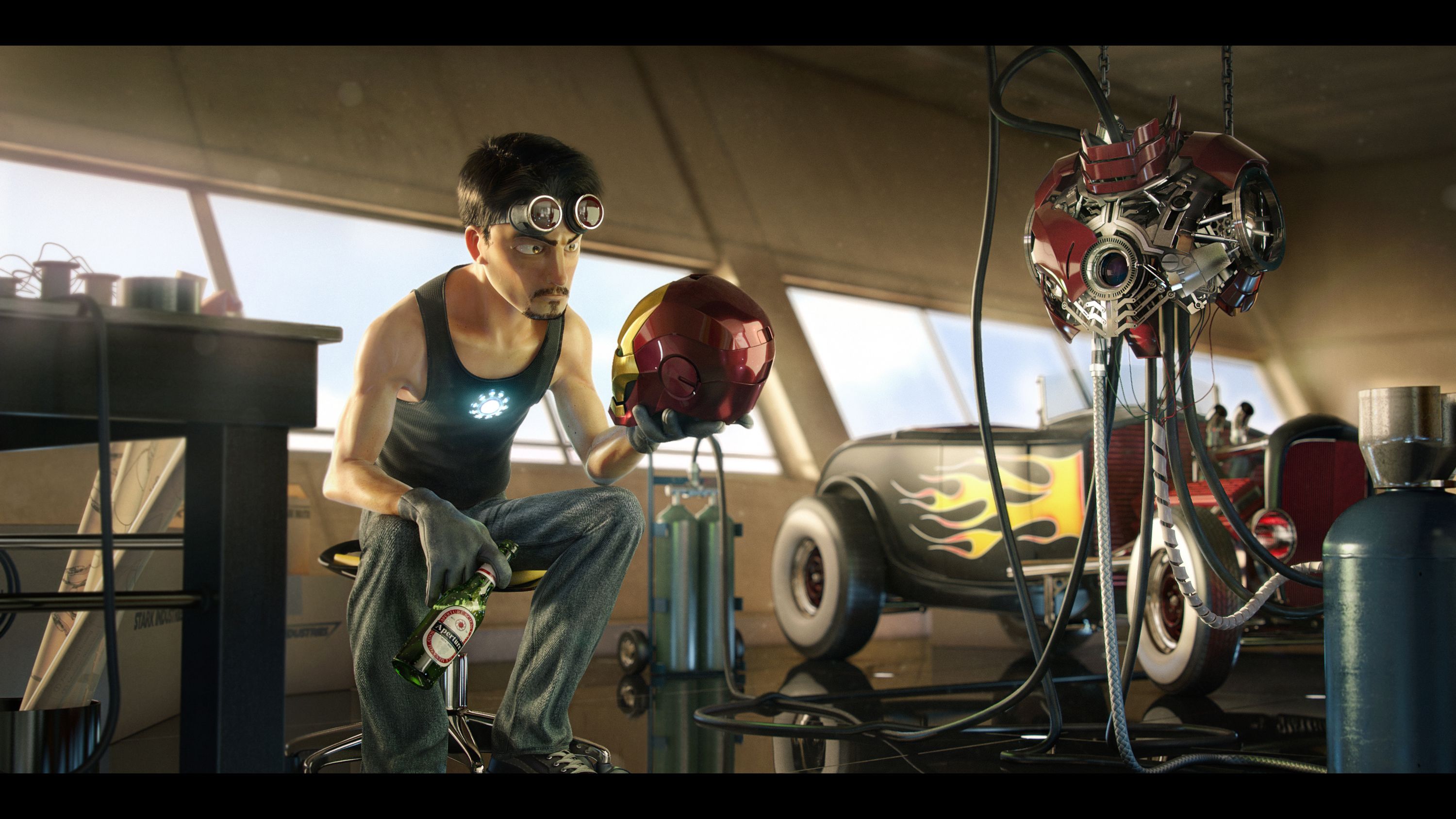 3000x1688 Tony Stark Working Wallpaper