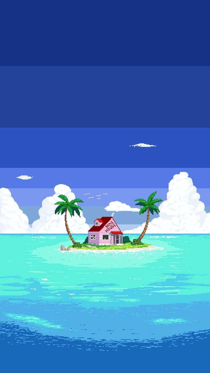 736x1308 Pixel Art Island. Dragon ball 8 bit, Cell games background