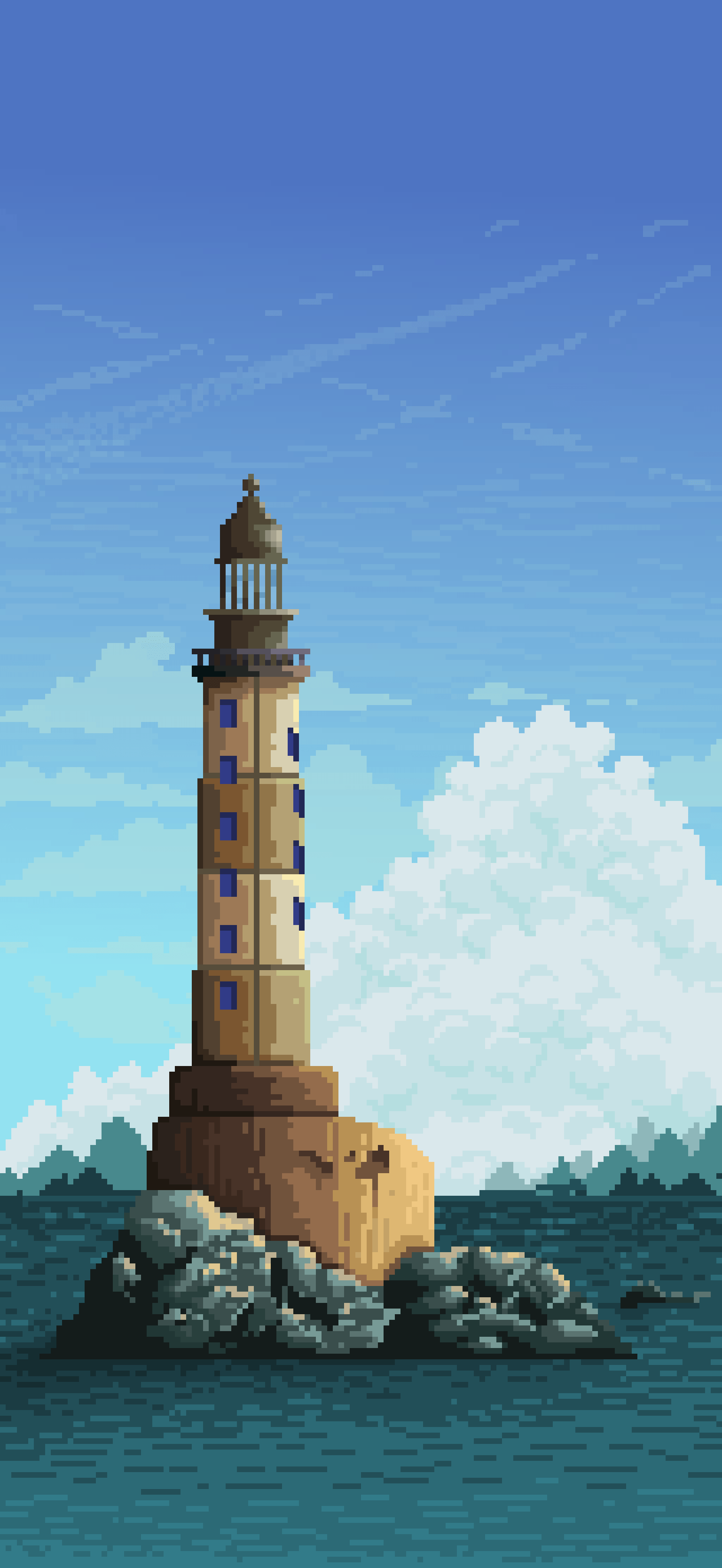 1536x3336 Lighthouse landscape phone wallpaper
