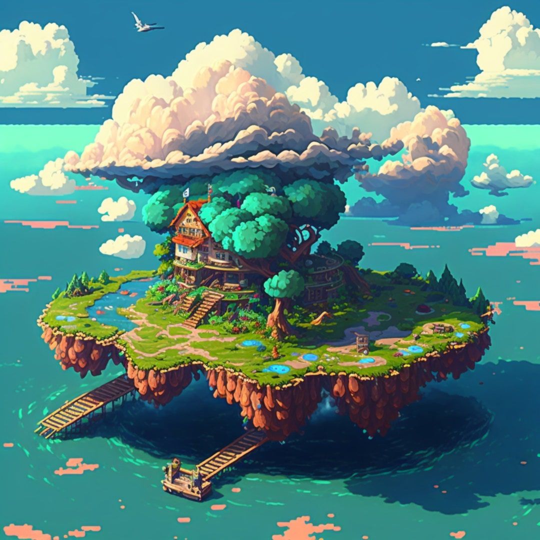 1080x1080 Bit Pixel Art in the Clouds
