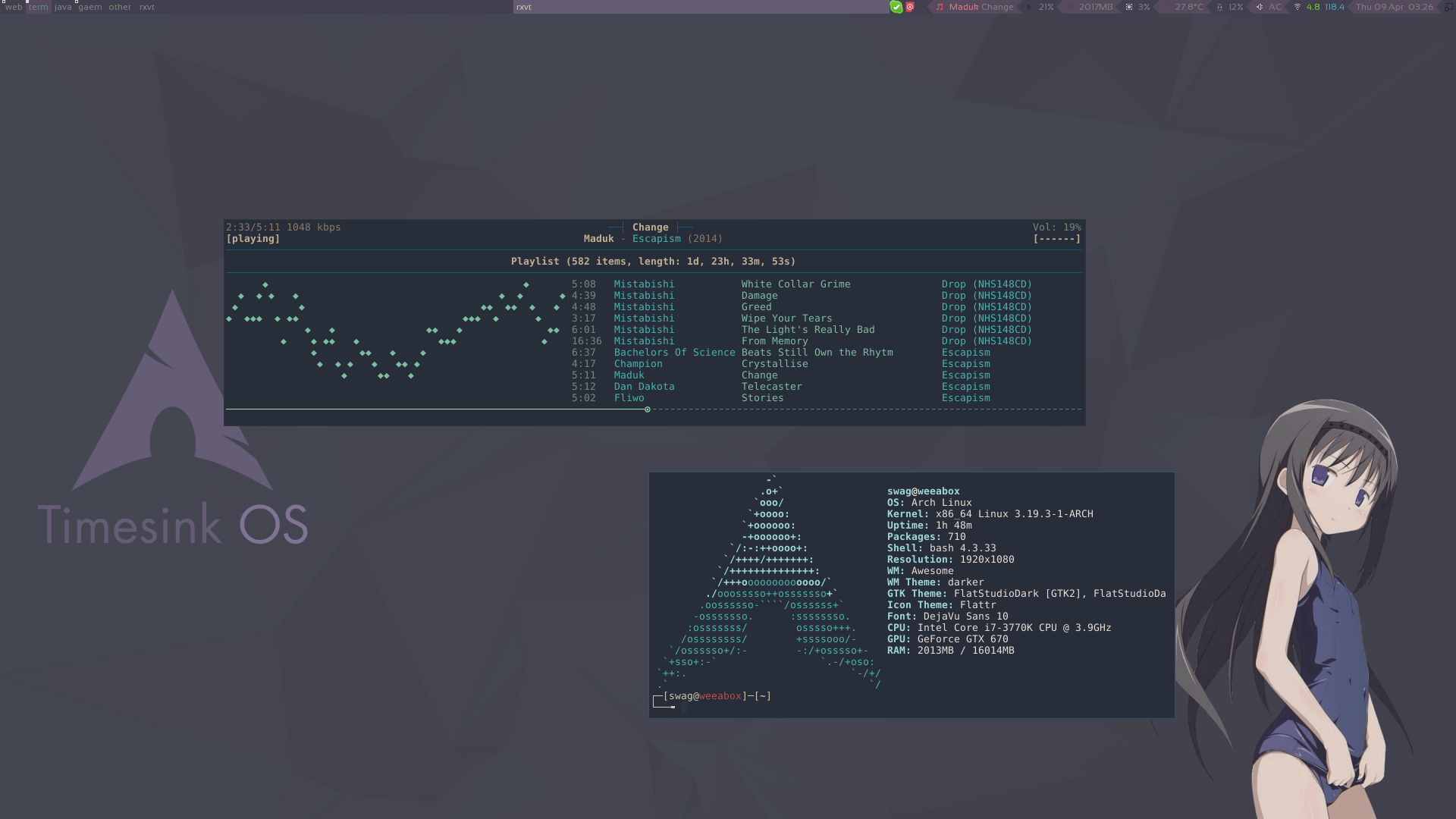 1920x1080 GitHub Rice: Homura Swimsuit Theme · GitHub
