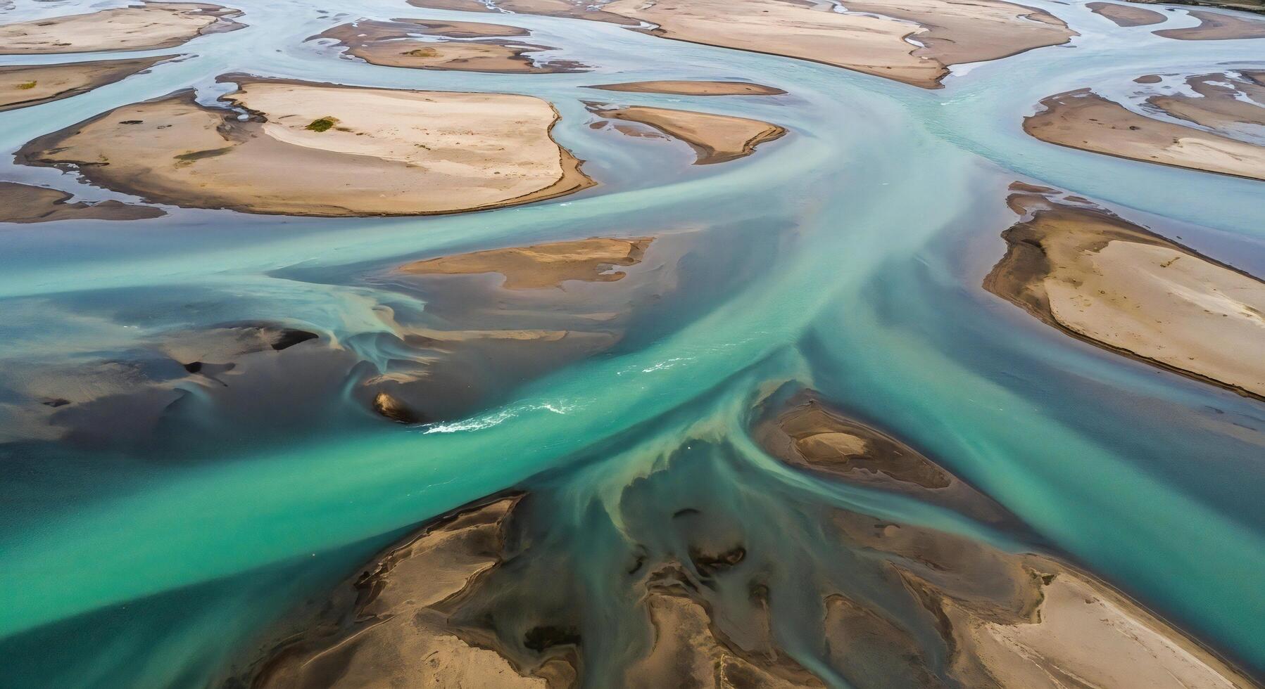 1797x980 Nature background, Nature wallpaper, Aerial view of turquoise glacial river splitting into braided channels through sandy alluvial plains